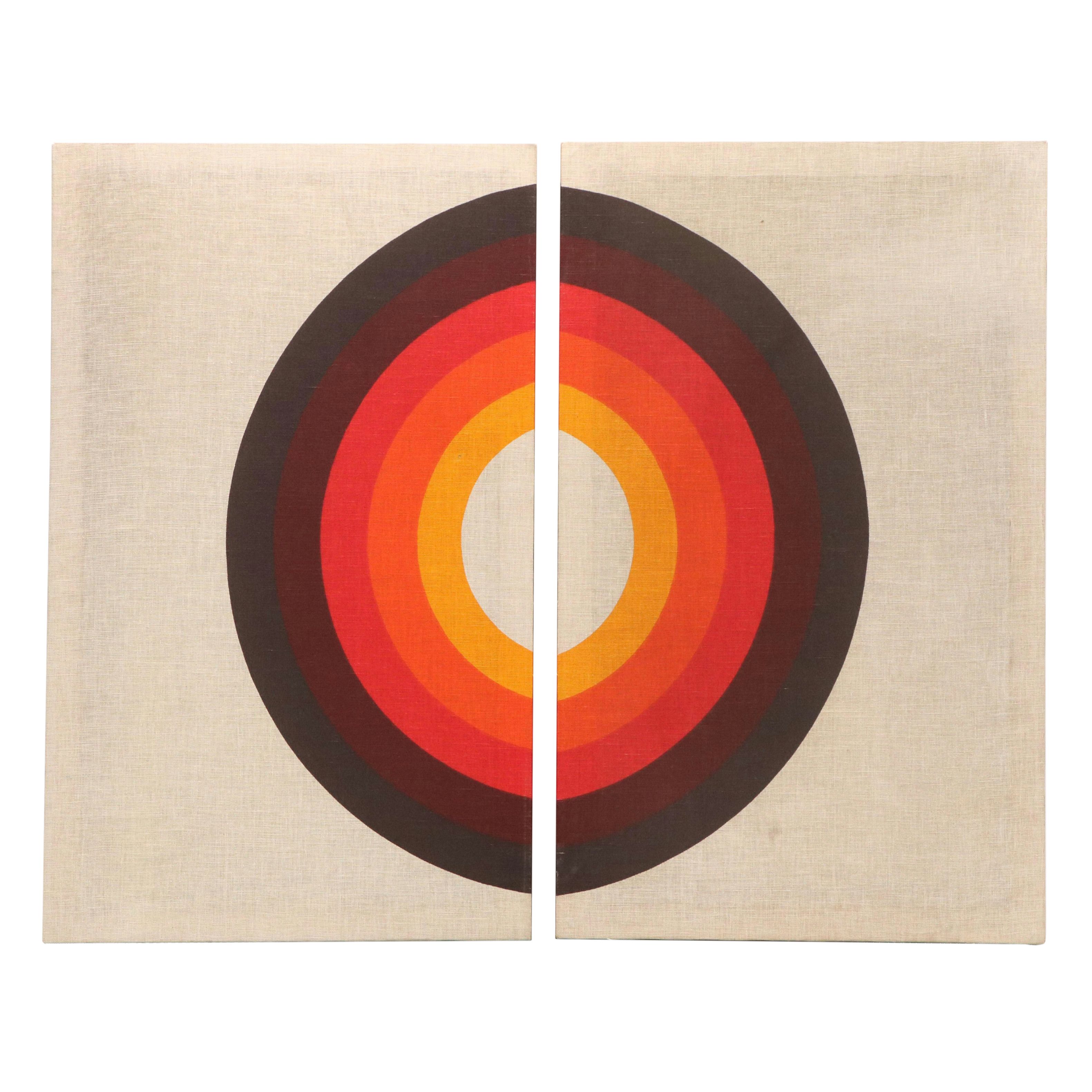 Verner Panton Style Stretched Textile Panels with Geometric Curves