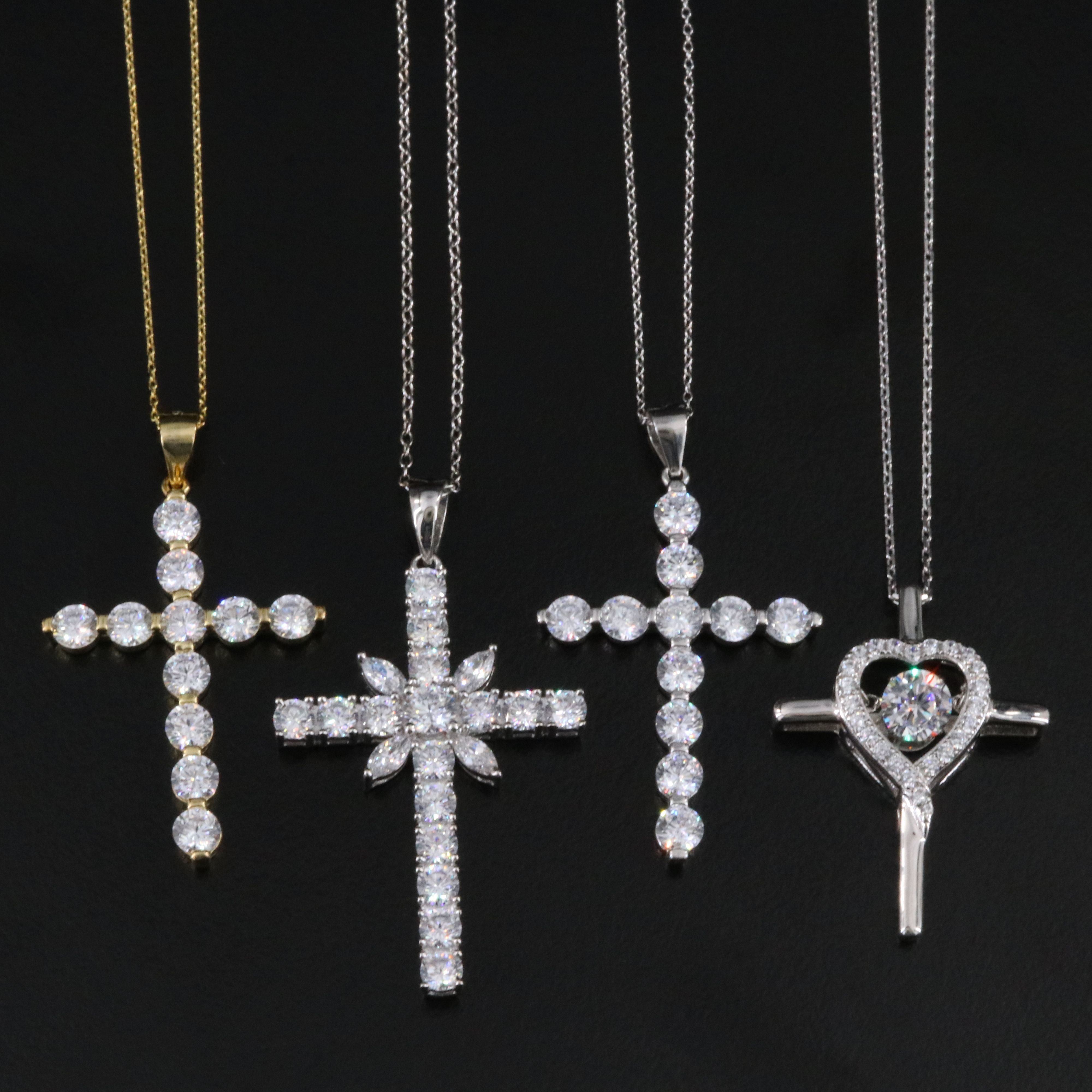 Sterling CZ Cross Necklaces