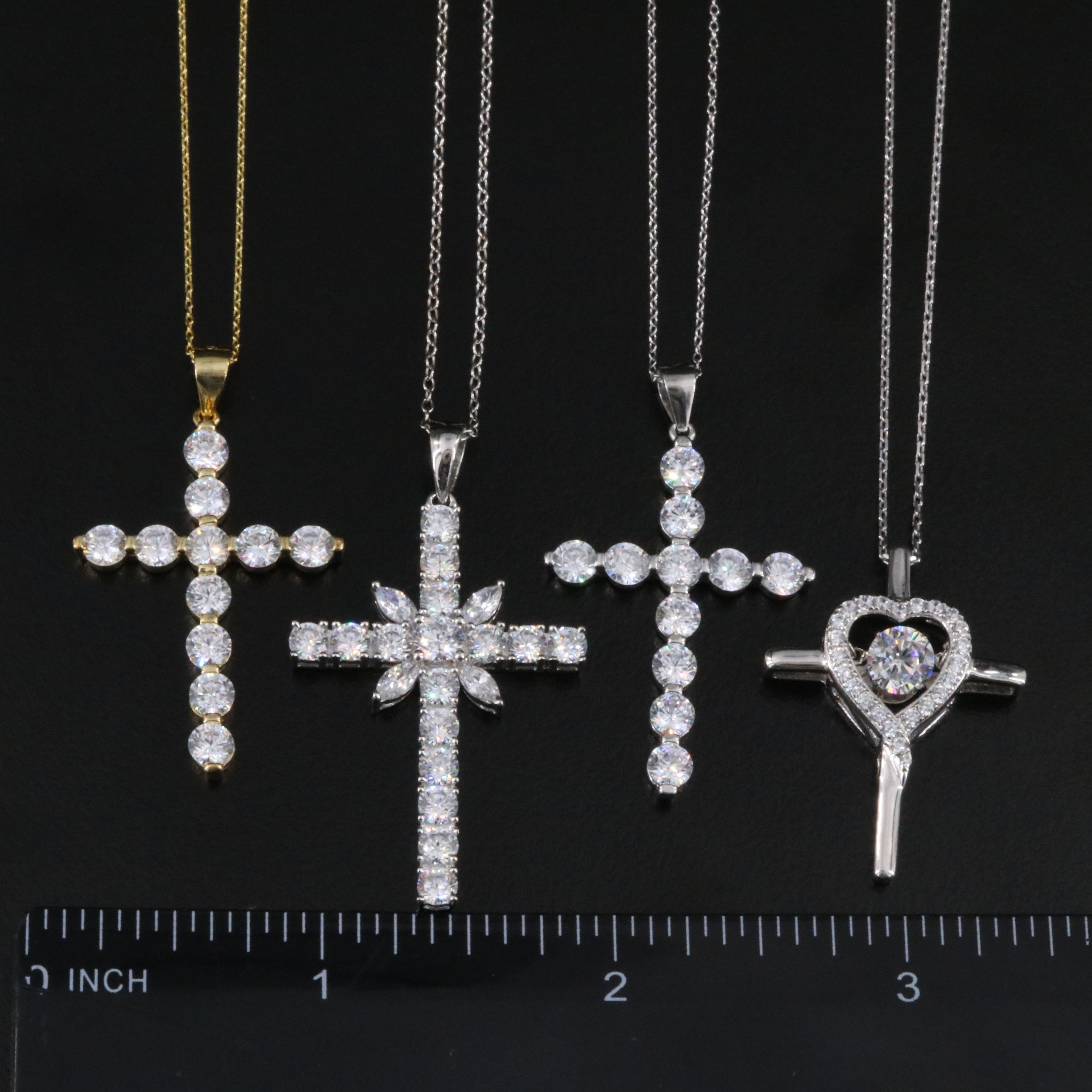 Sterling CZ Cross Necklaces