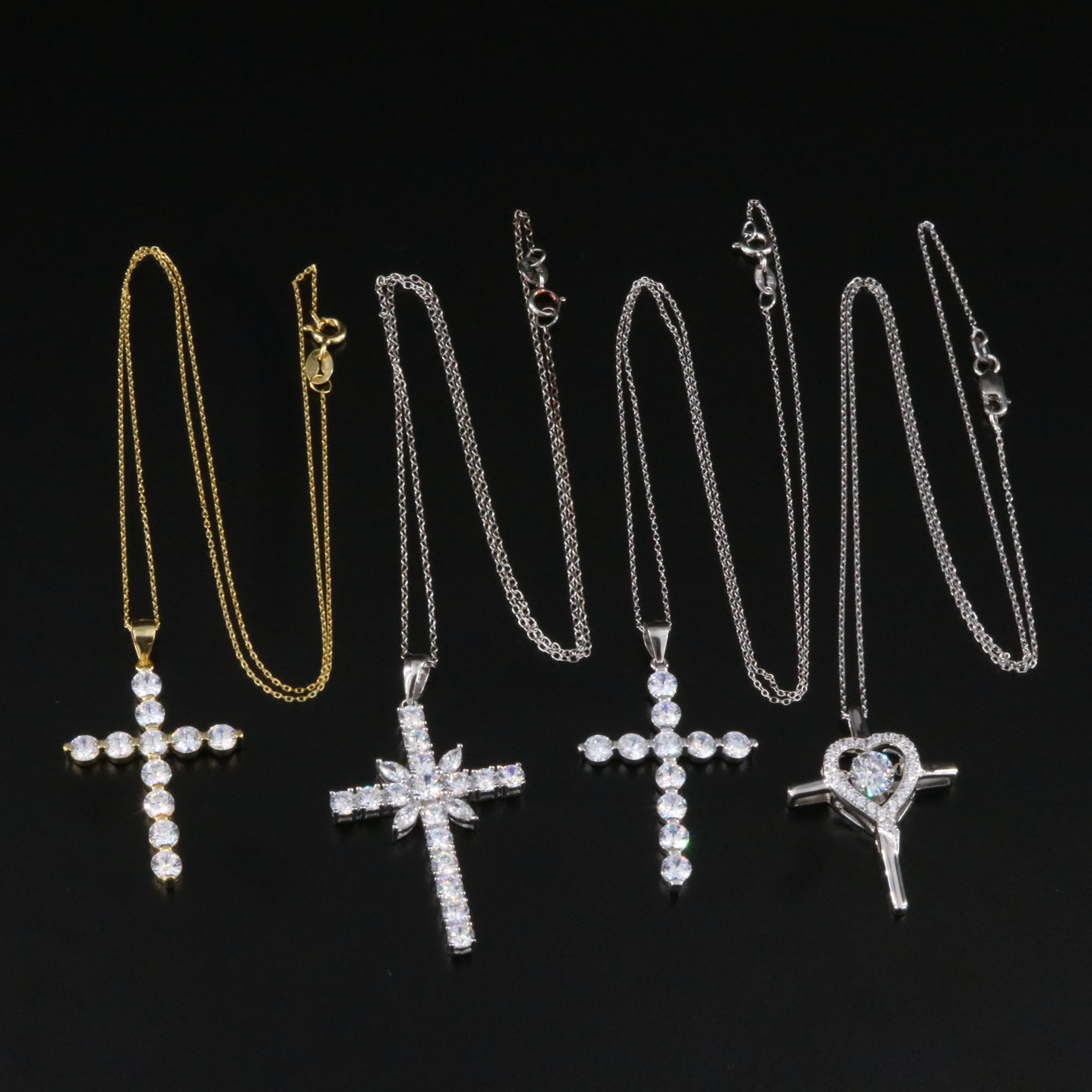 Sterling CZ Cross Necklaces