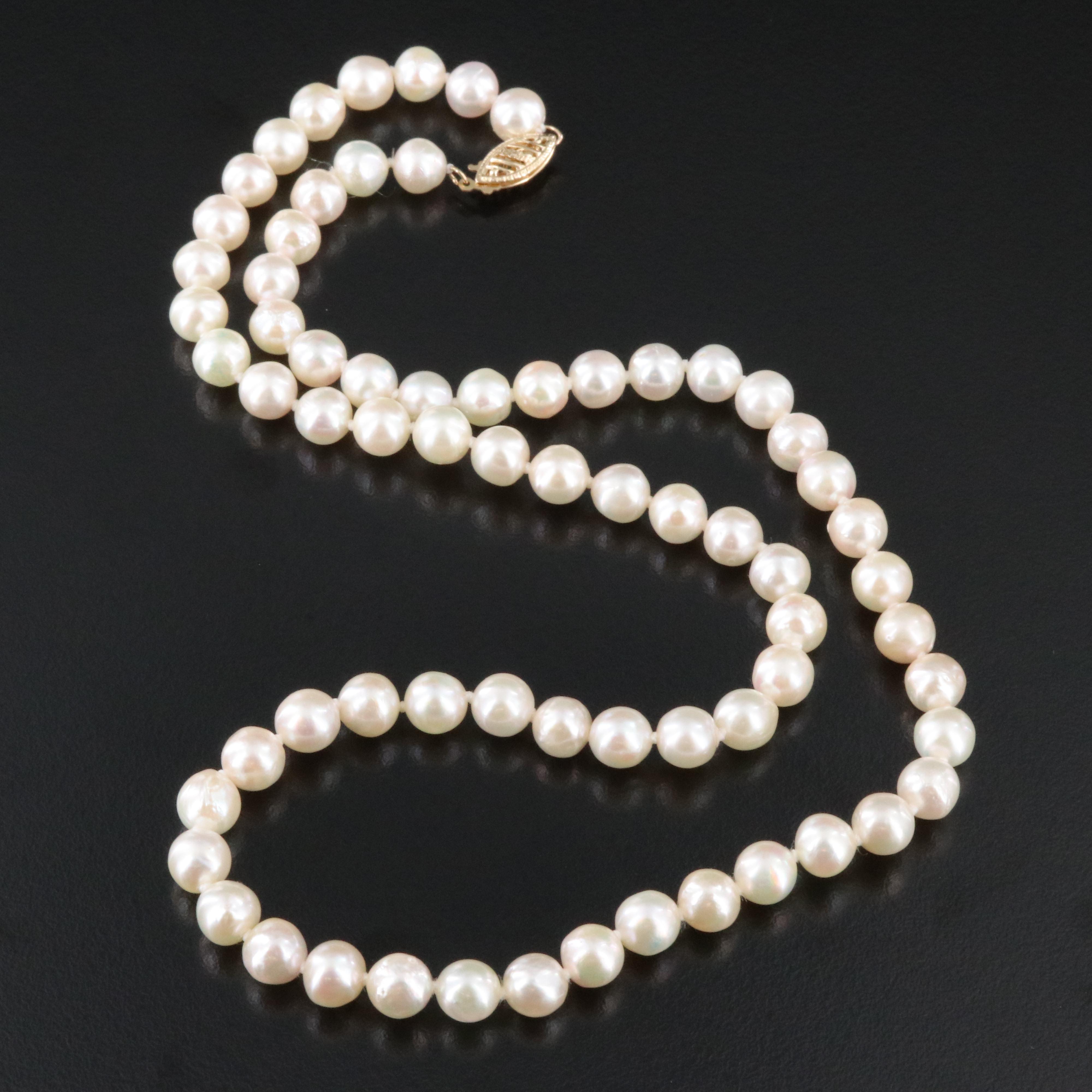 Pearl Necklace with 14K Clasp