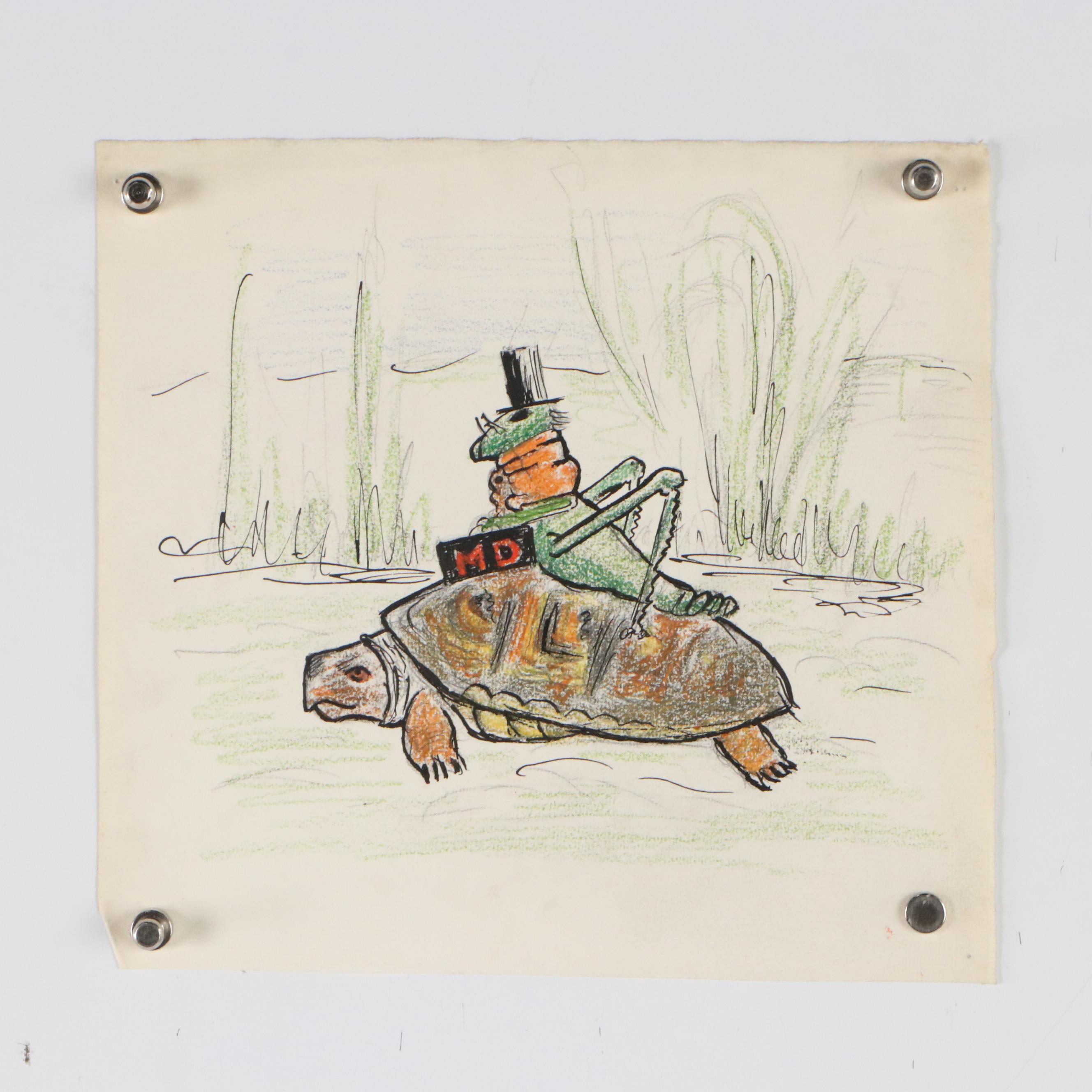 Collection of Mixed Media Drawings of Animal and Insect Characters, 20th Century