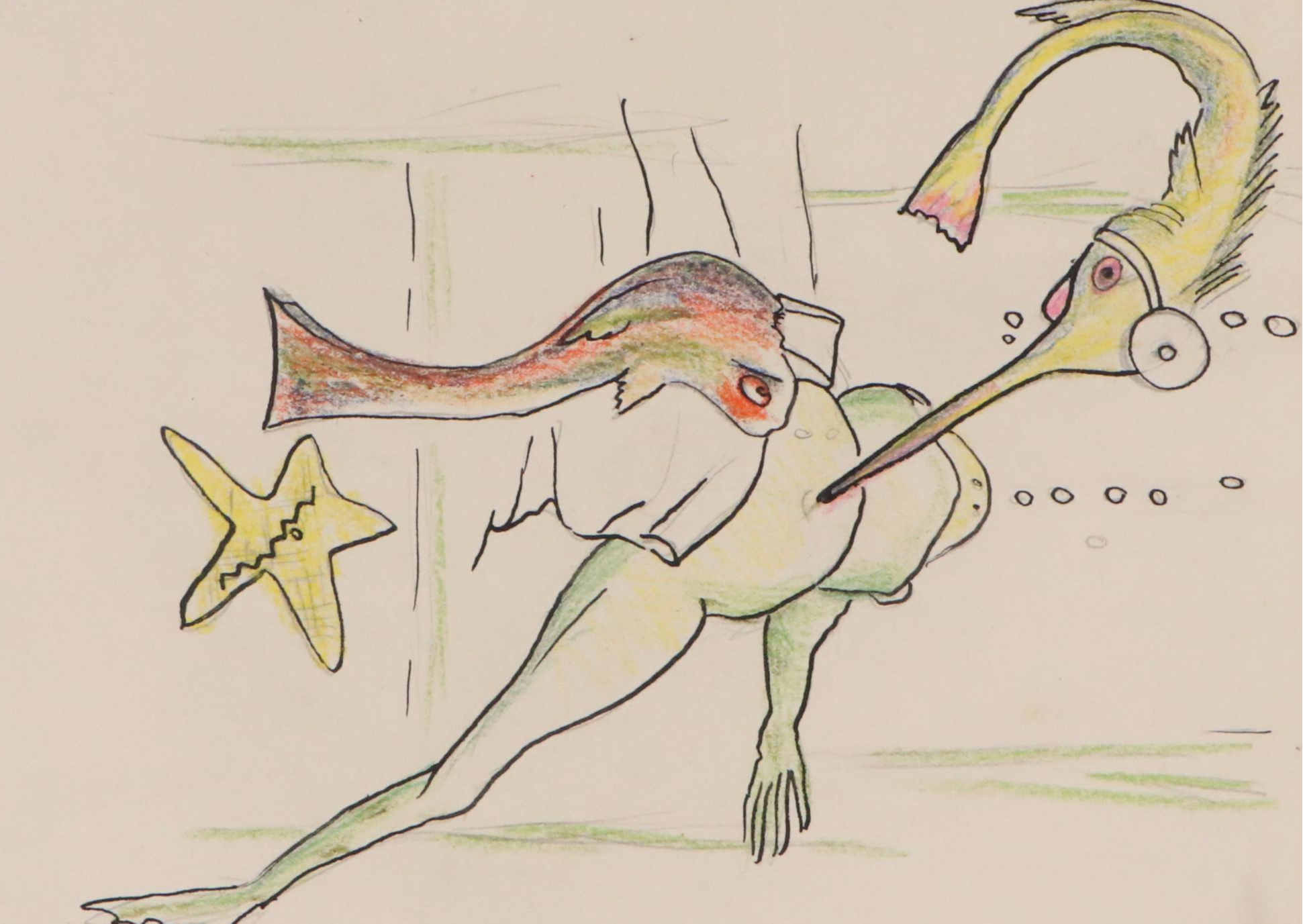 Collection of Mixed Media Drawings of Animal and Insect Characters, 20th Century