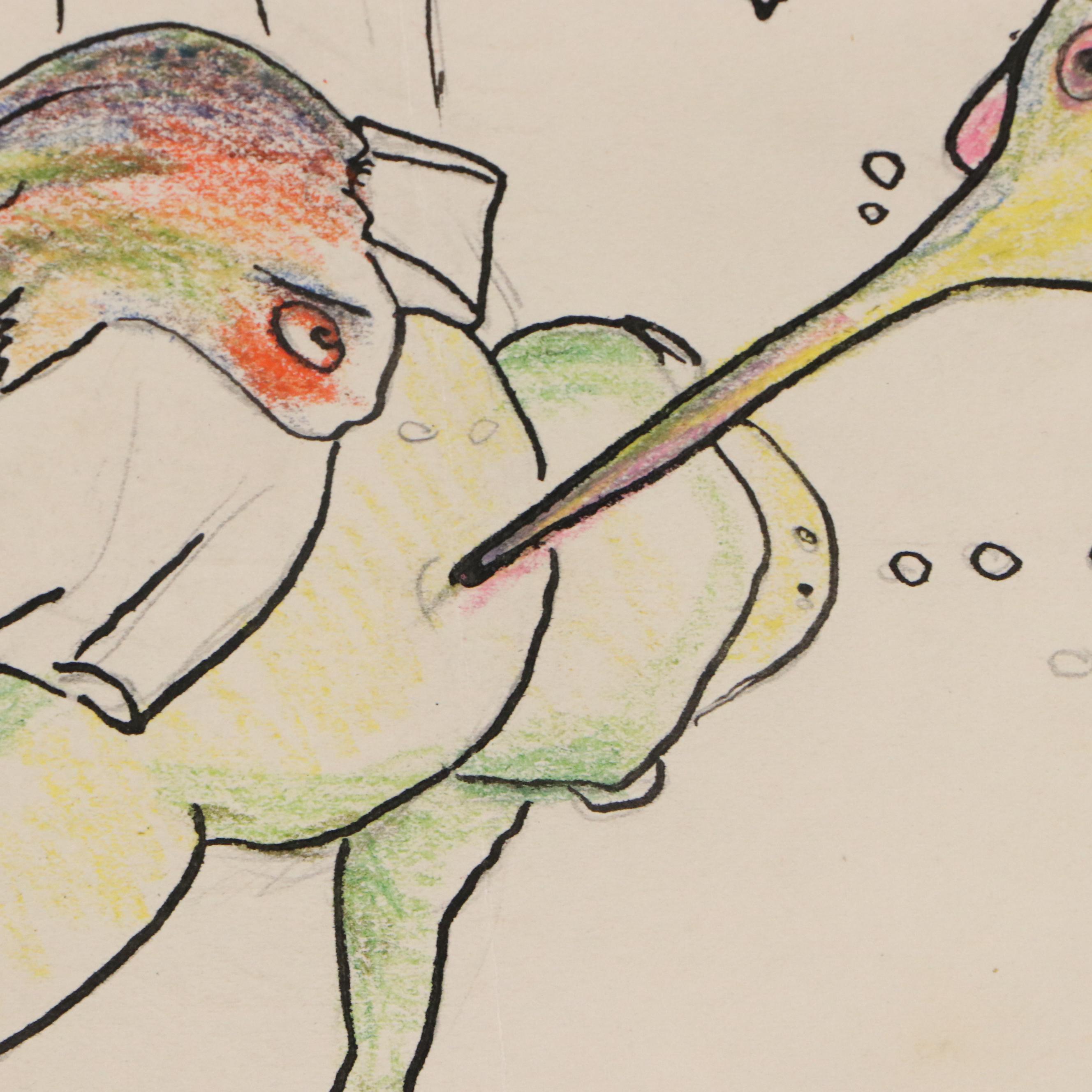 Collection of Mixed Media Drawings of Animal and Insect Characters, 20th Century