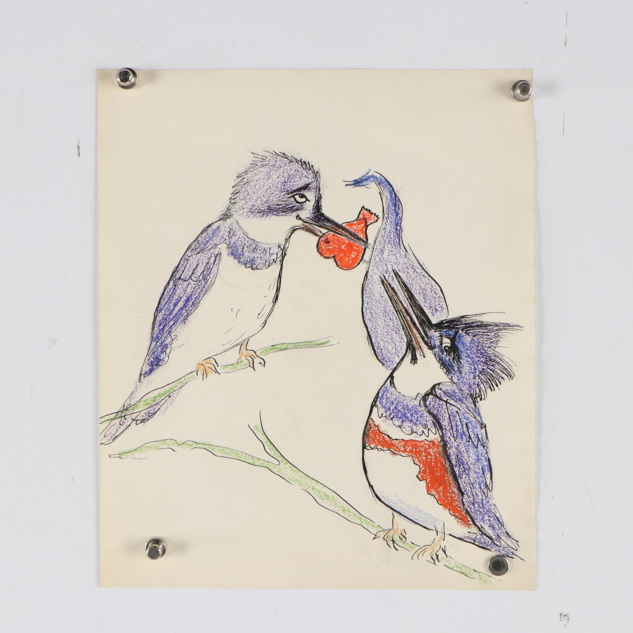 Collection of Mixed Media Drawings of Animal and Insect Characters, 20th Century