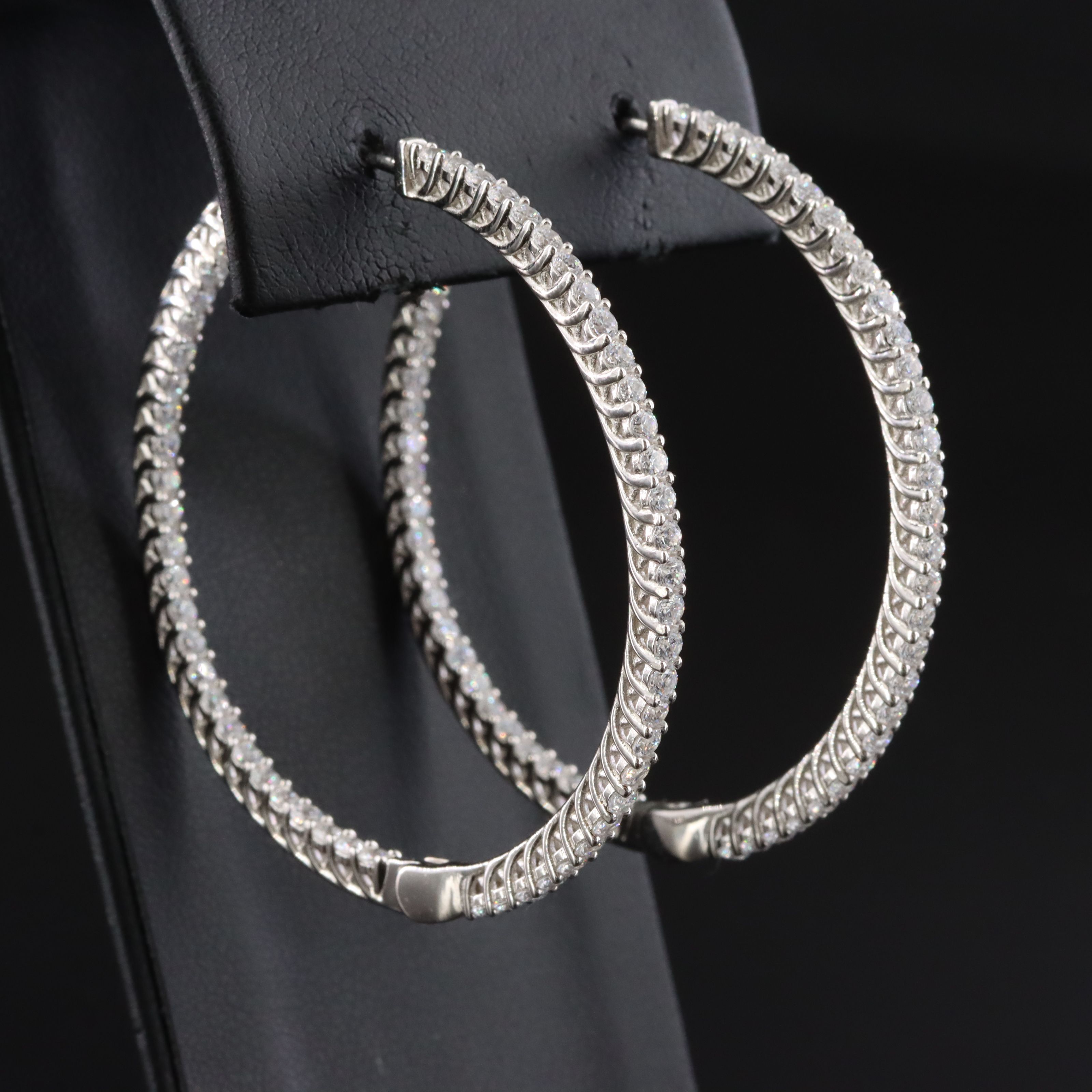 Sterling CZ Inside-Out Hoop Earrings