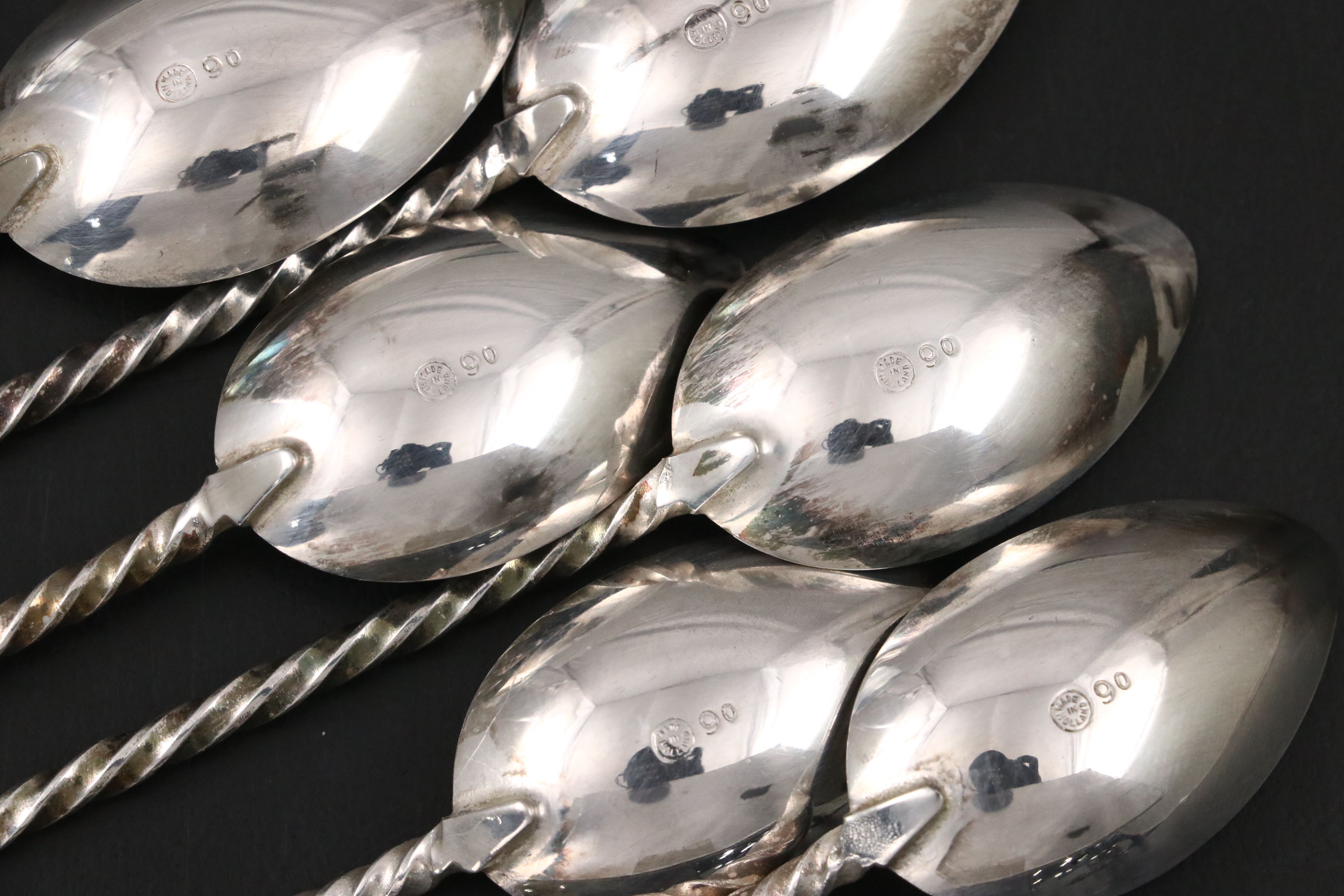 Holland Dutch Silver Plate Barley Twisted Souvenir Spoons