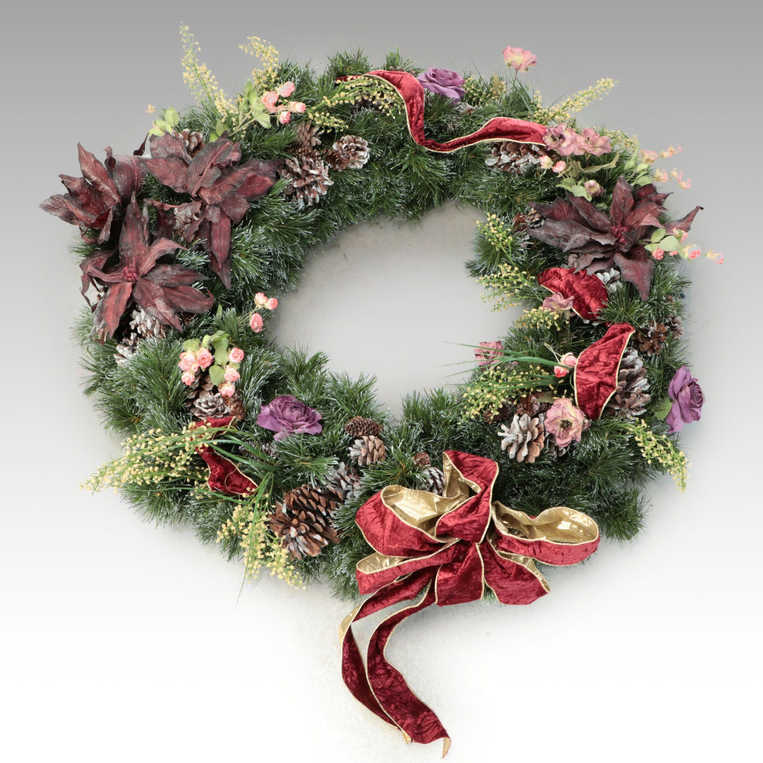 Purple Floral Christmas Wreath