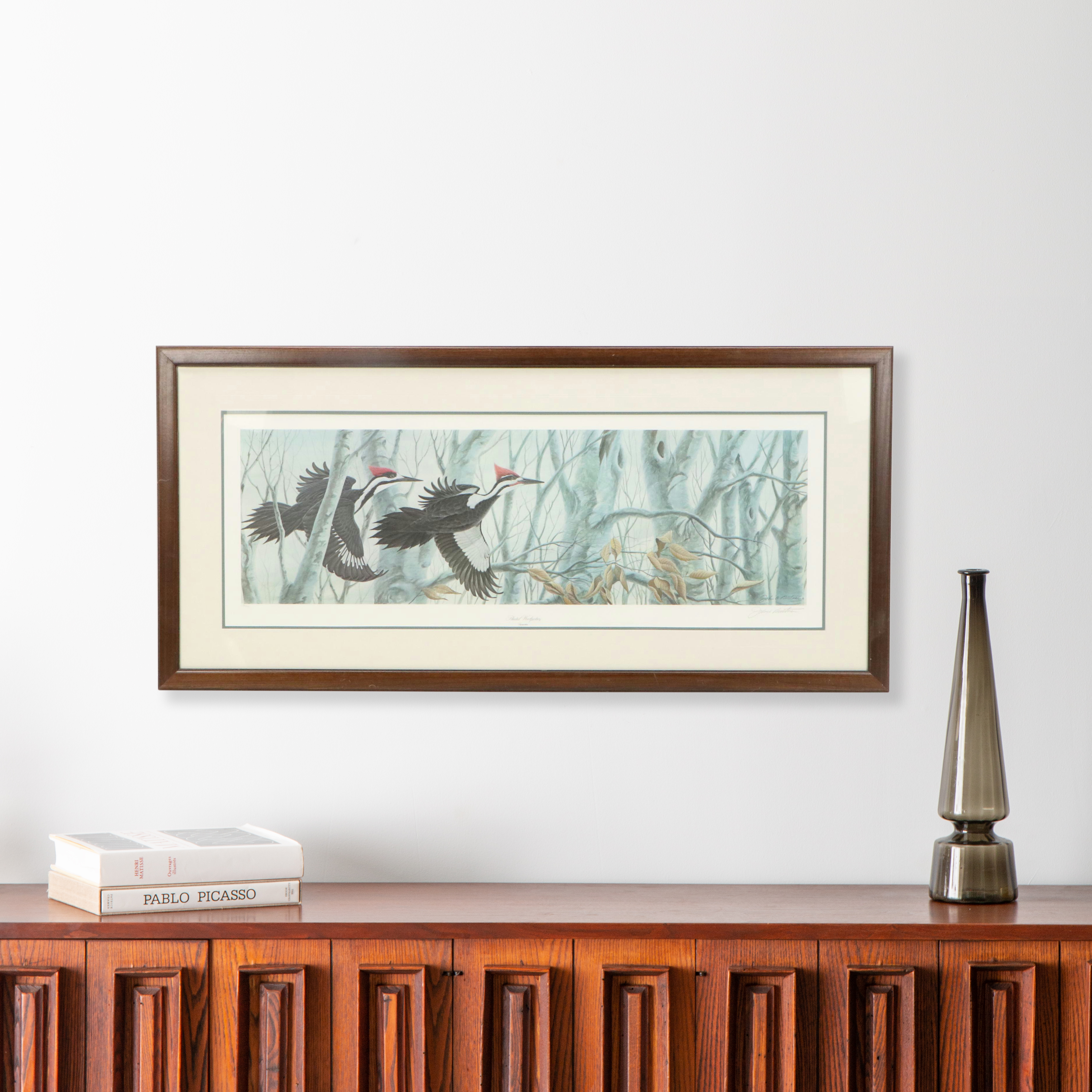 John Ruthven Offset Lithograph "Pileated Woodpeckers," Late 20th Century