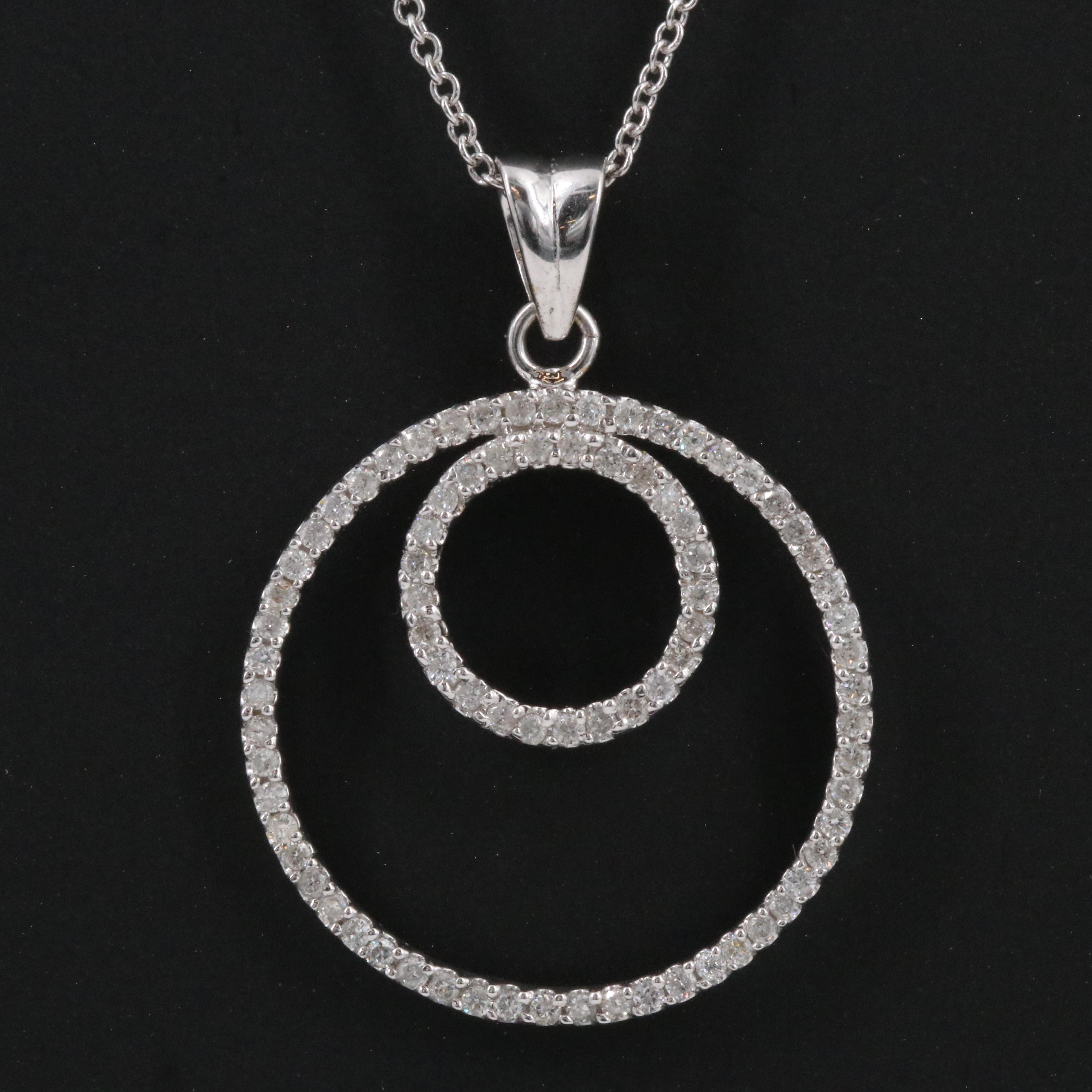 14K 0.54 CTW Diamond Circle Pendant Necklace
