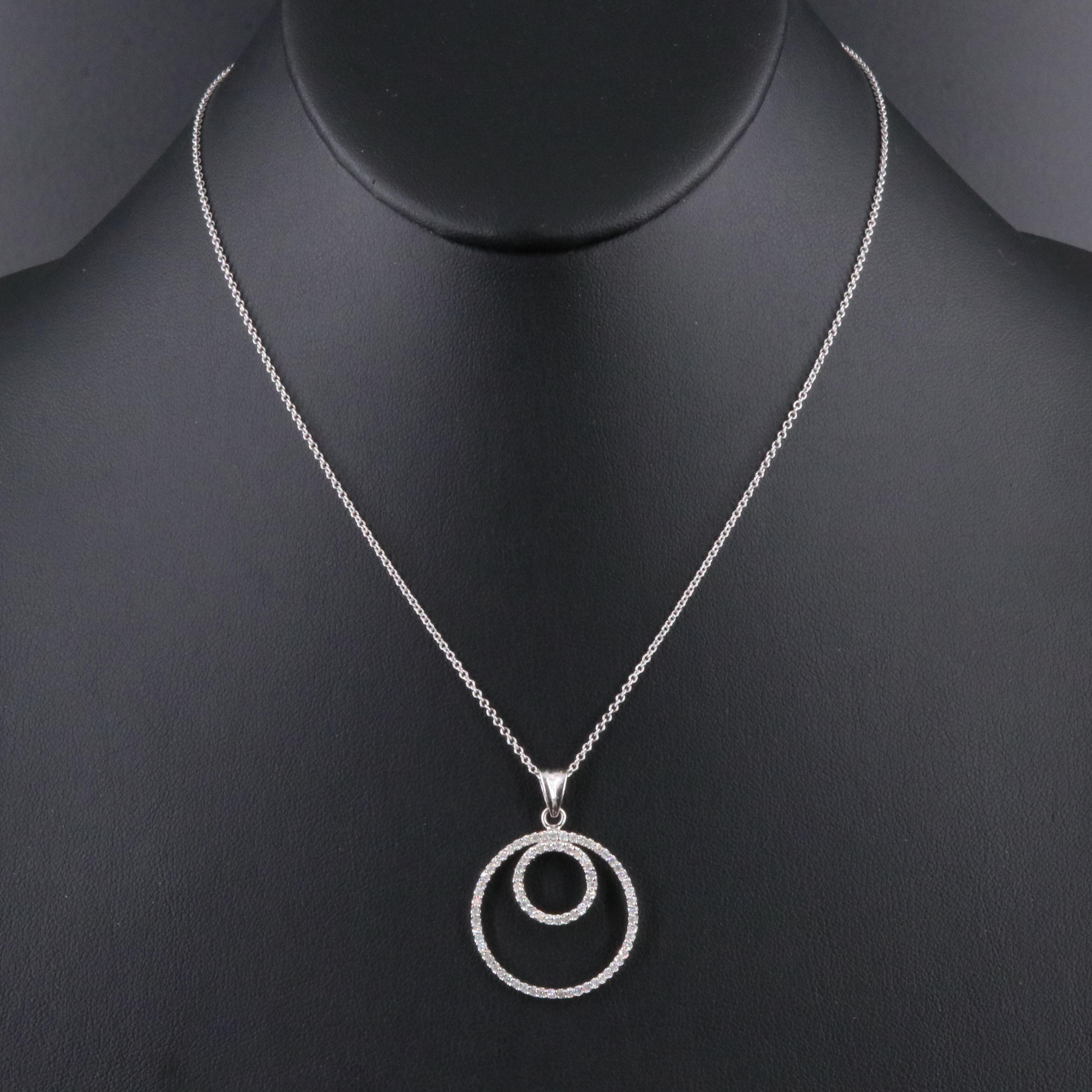 14K 0.54 CTW Diamond Circle Pendant Necklace