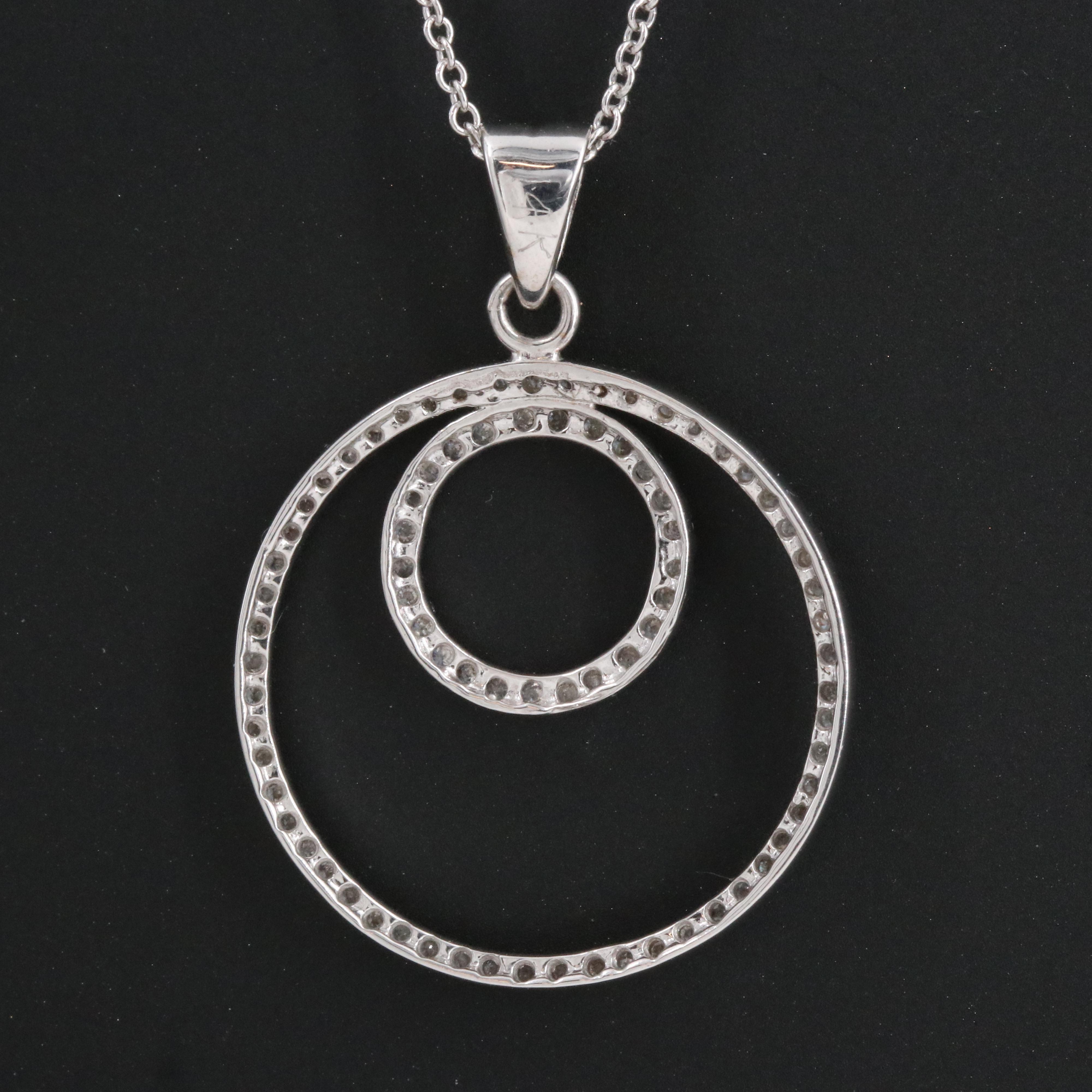 14K 0.54 CTW Diamond Circle Pendant Necklace