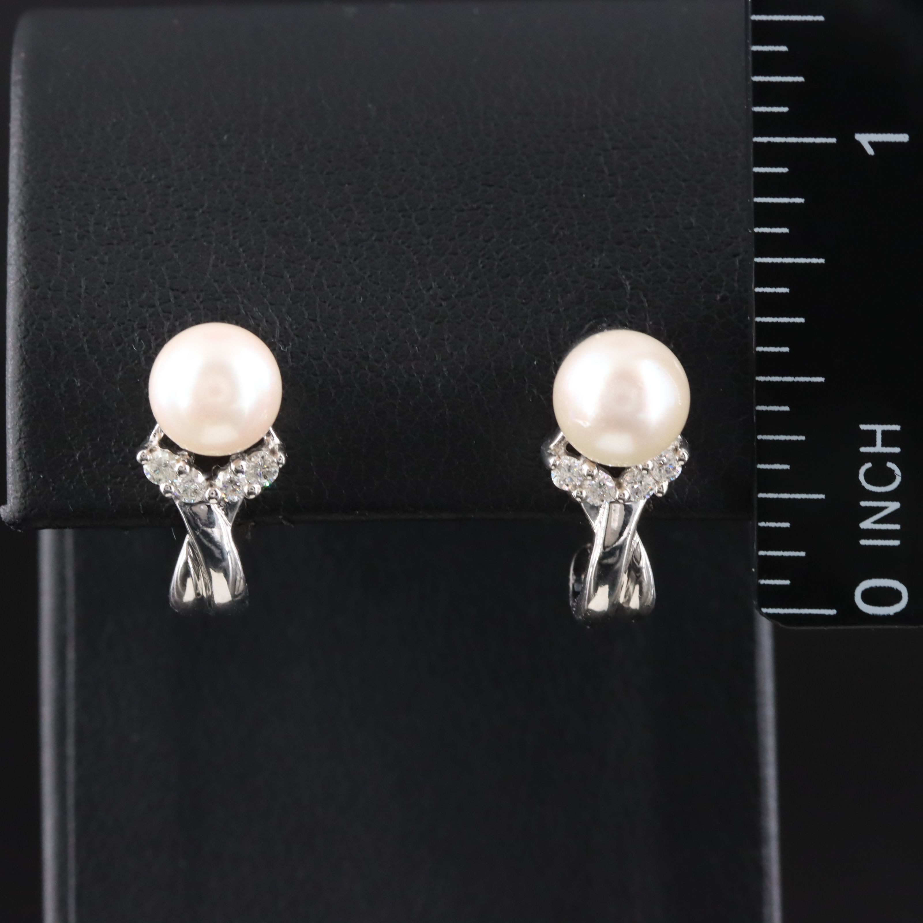 14K Pearl and Diamond Drop Earrings