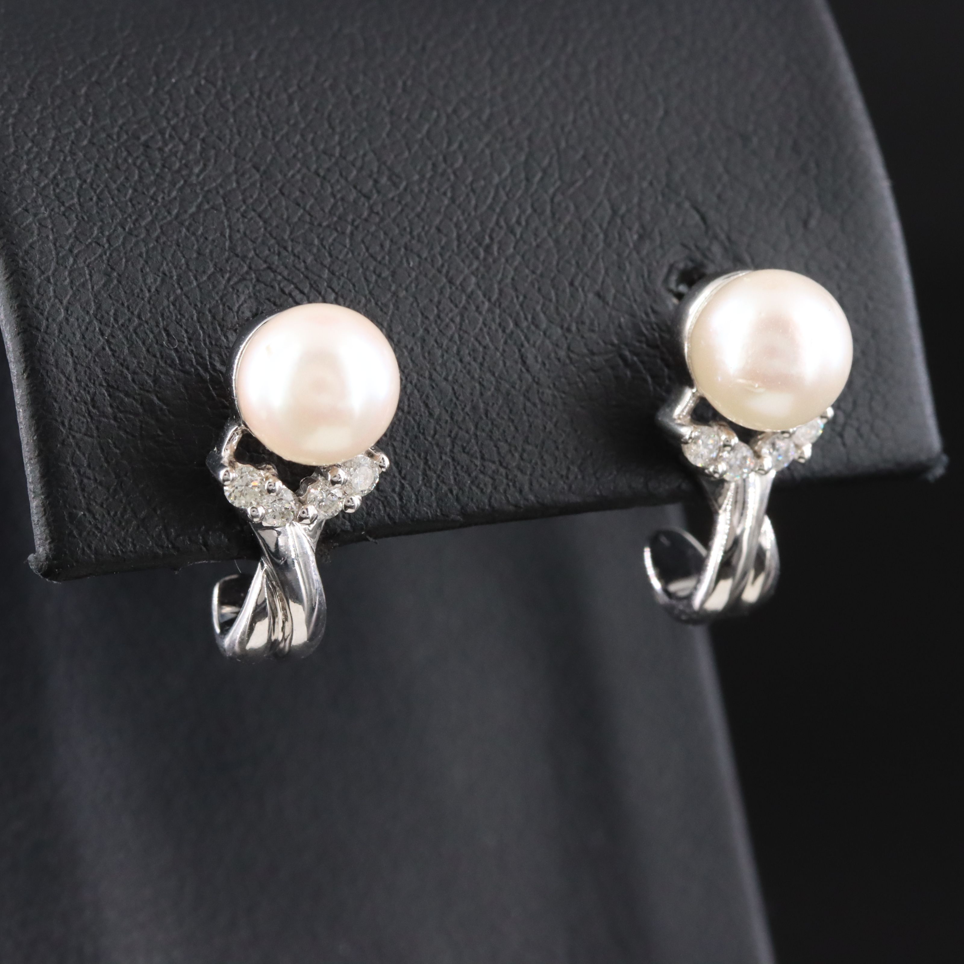 14K Pearl and Diamond Drop Earrings