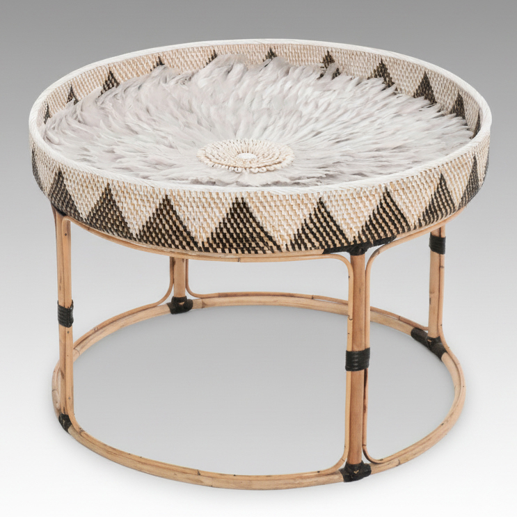 Folk Art Style Woven Occasional Table