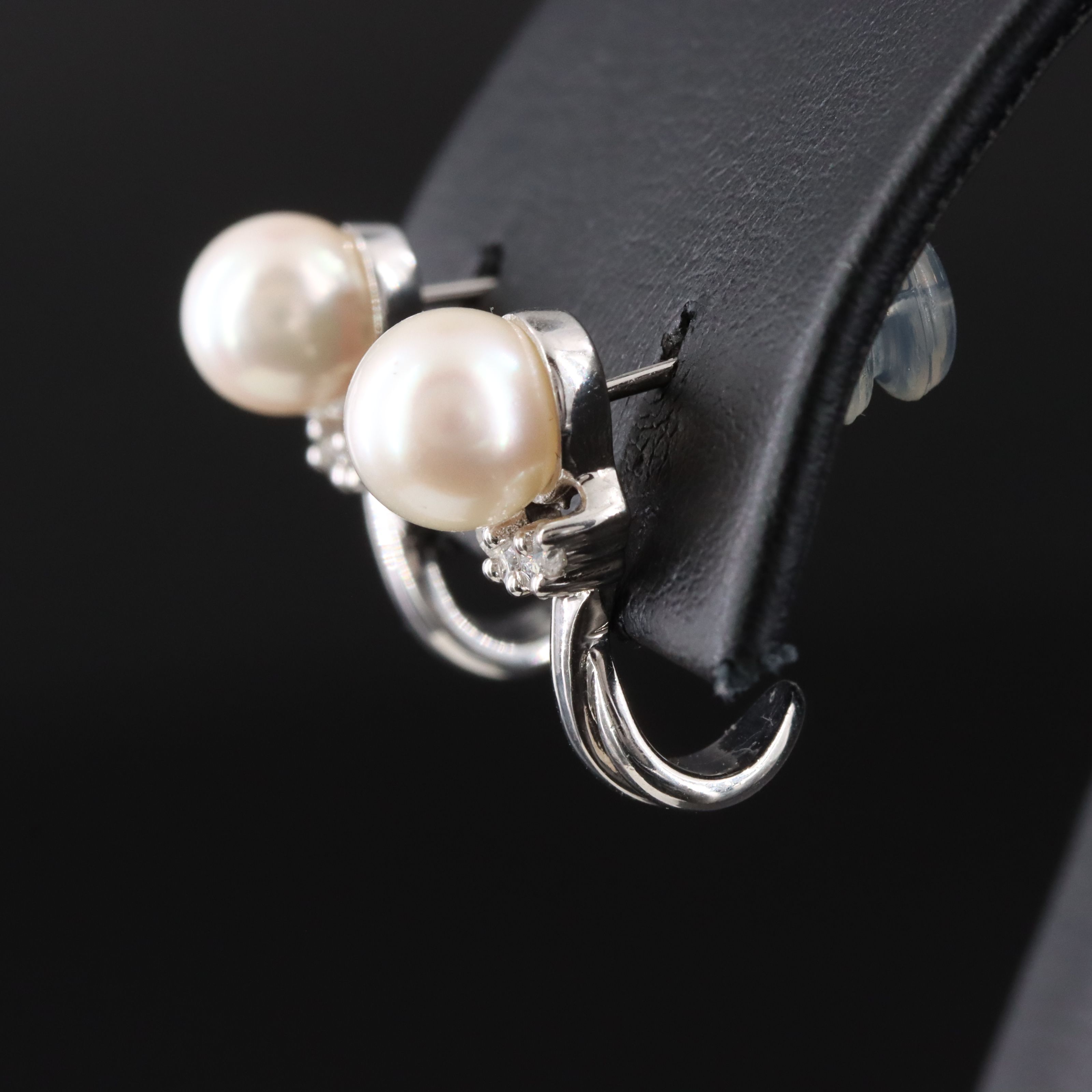 14K Pearl and Diamond Drop Earrings