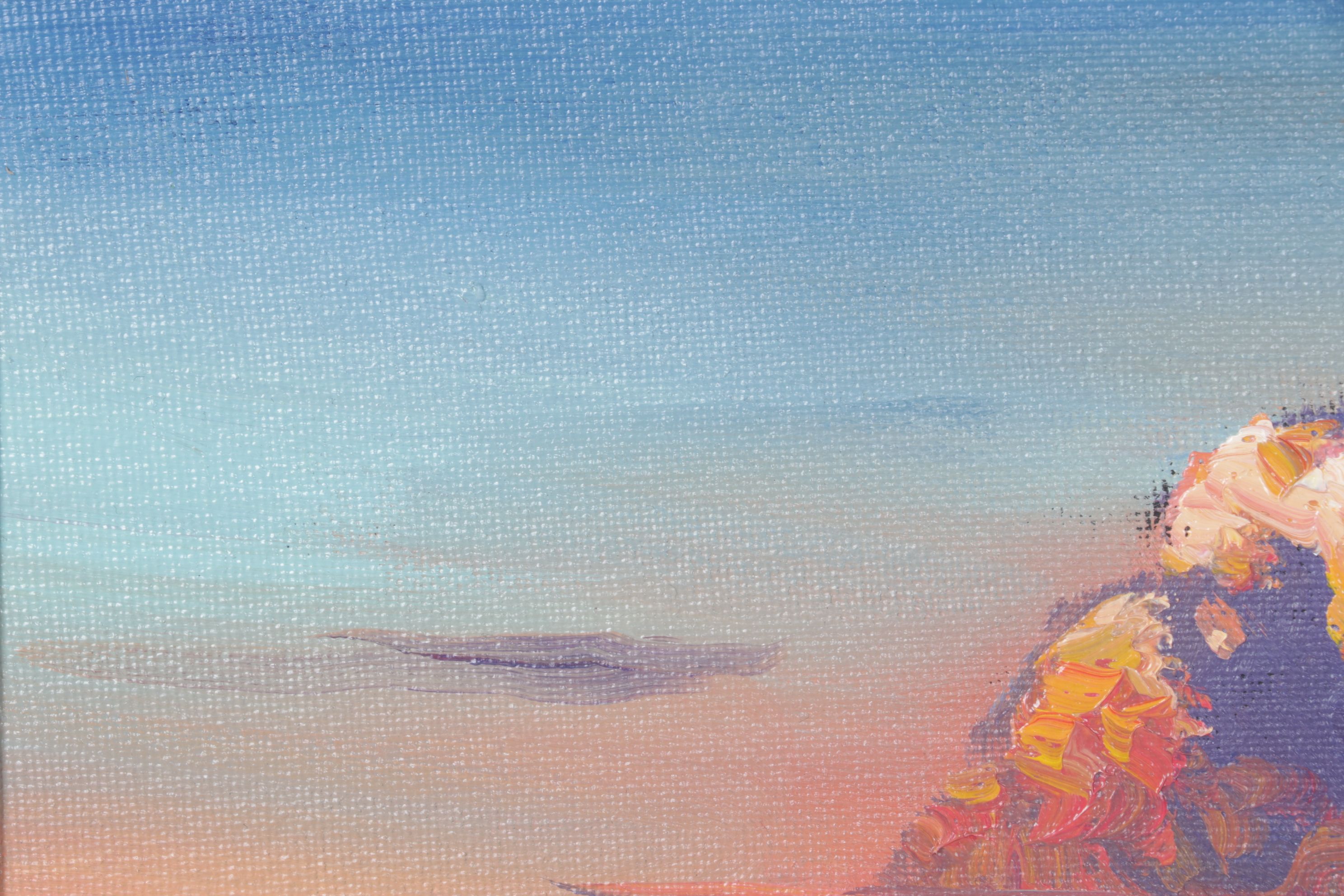 William Hawkins Impressionist Oil Landscape with Warm-Toned Sunset Skyline