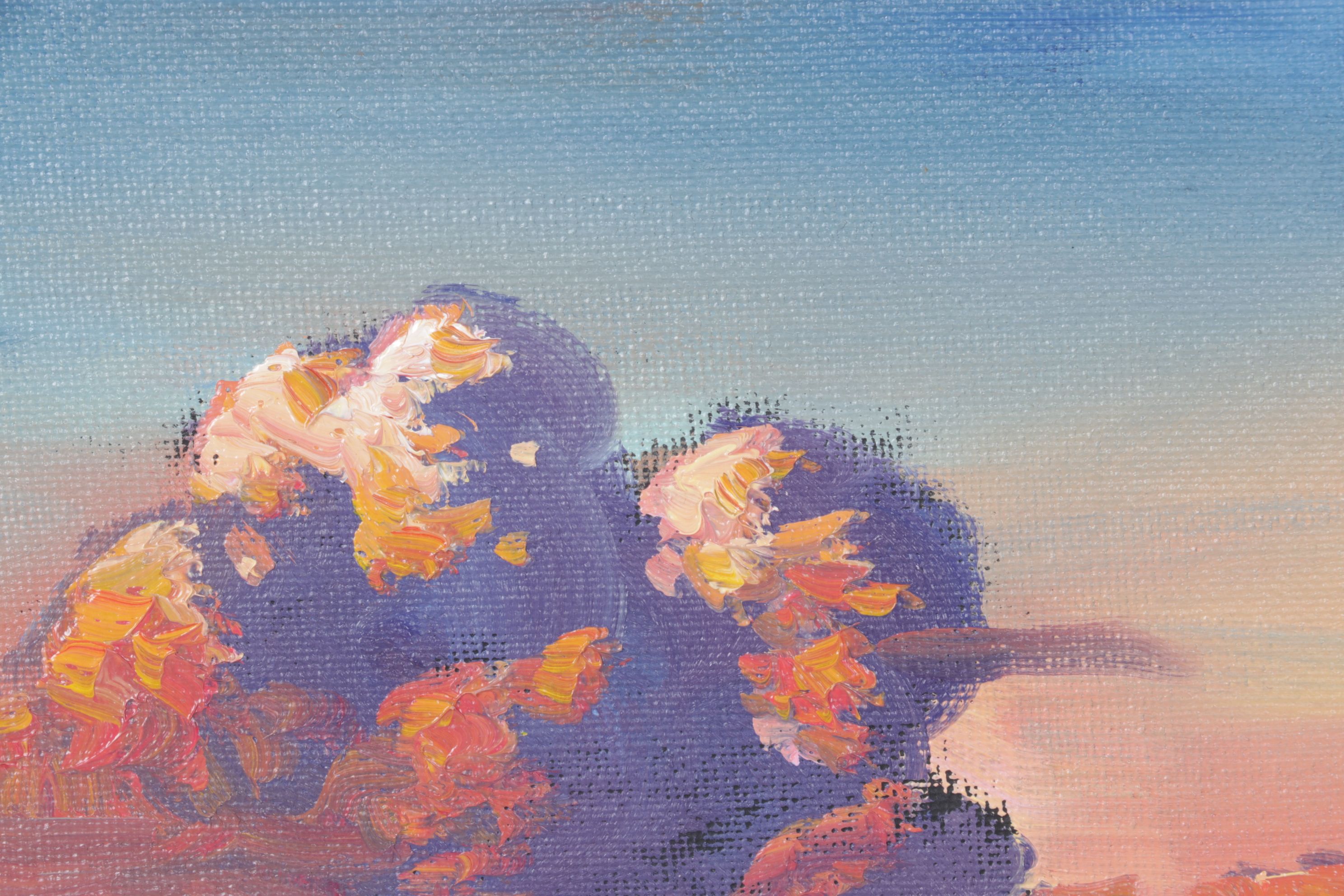 William Hawkins Impressionist Oil Landscape with Warm-Toned Sunset Skyline