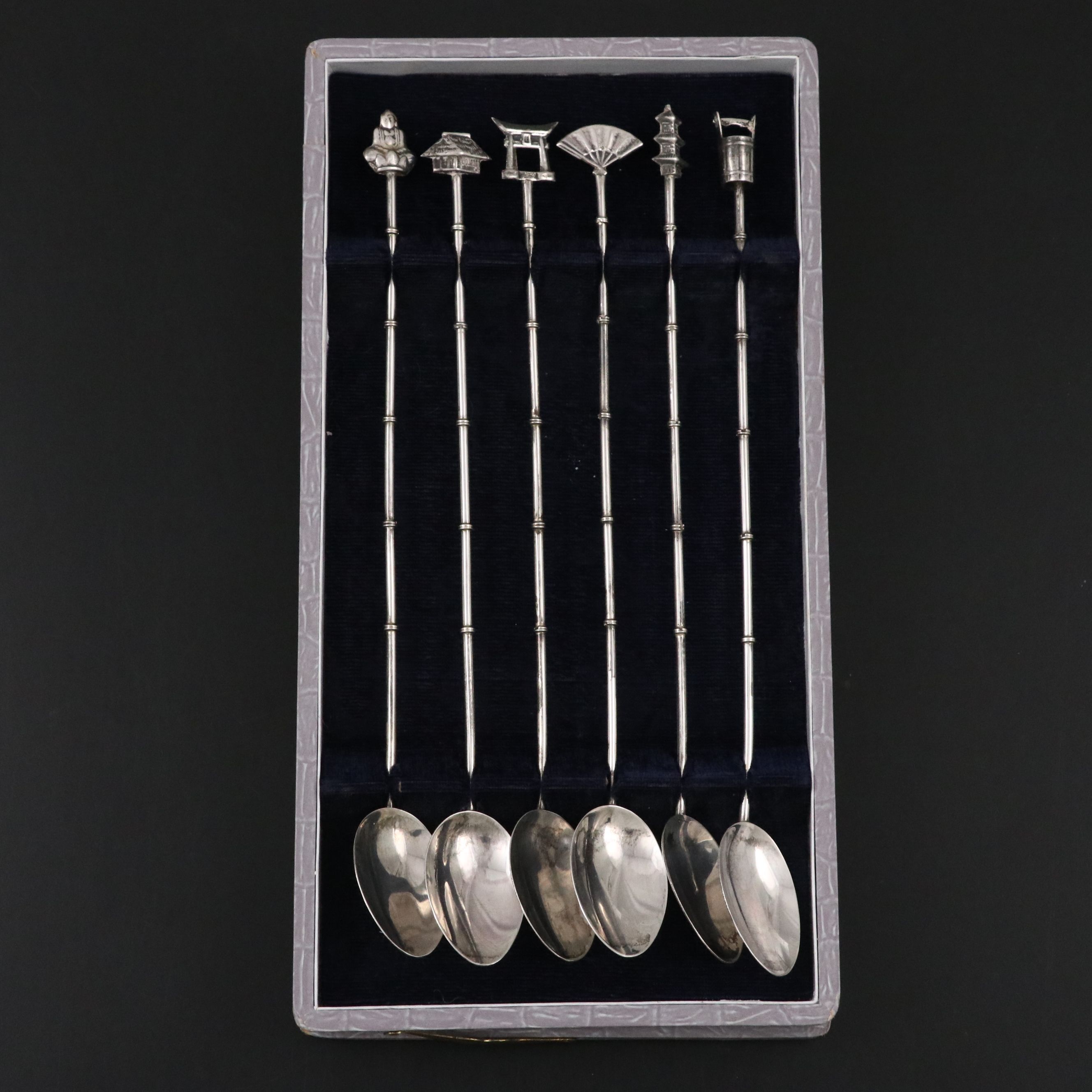 Japanese Sterling Silver Iced Tea Spoons, Mid to Late 20th Century
