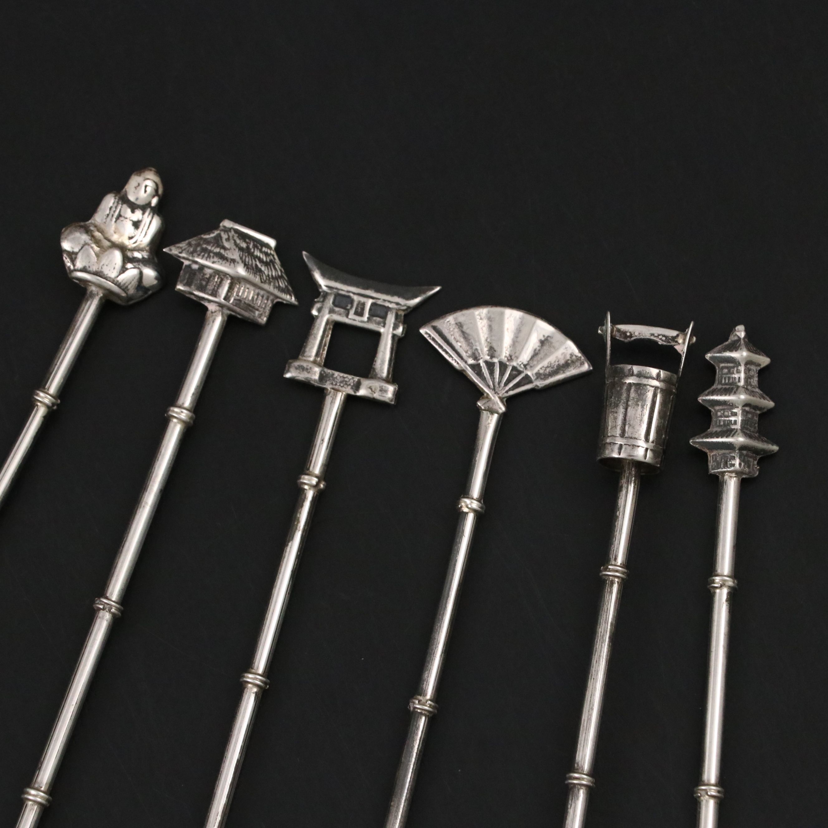 Japanese Sterling Silver Iced Tea Spoons, Mid to Late 20th Century