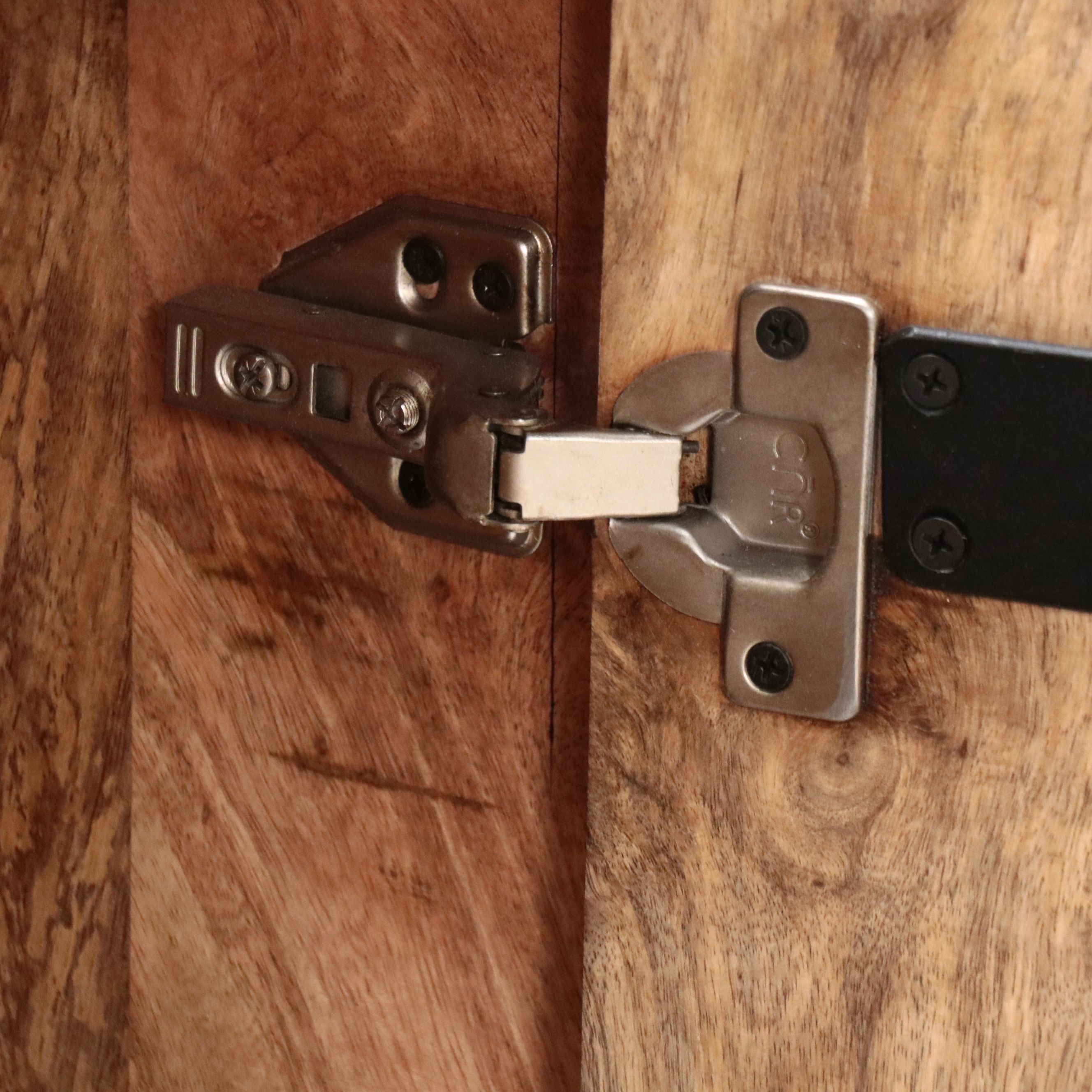 Contemporary Walnut Finish Mosaic Front Cabinet