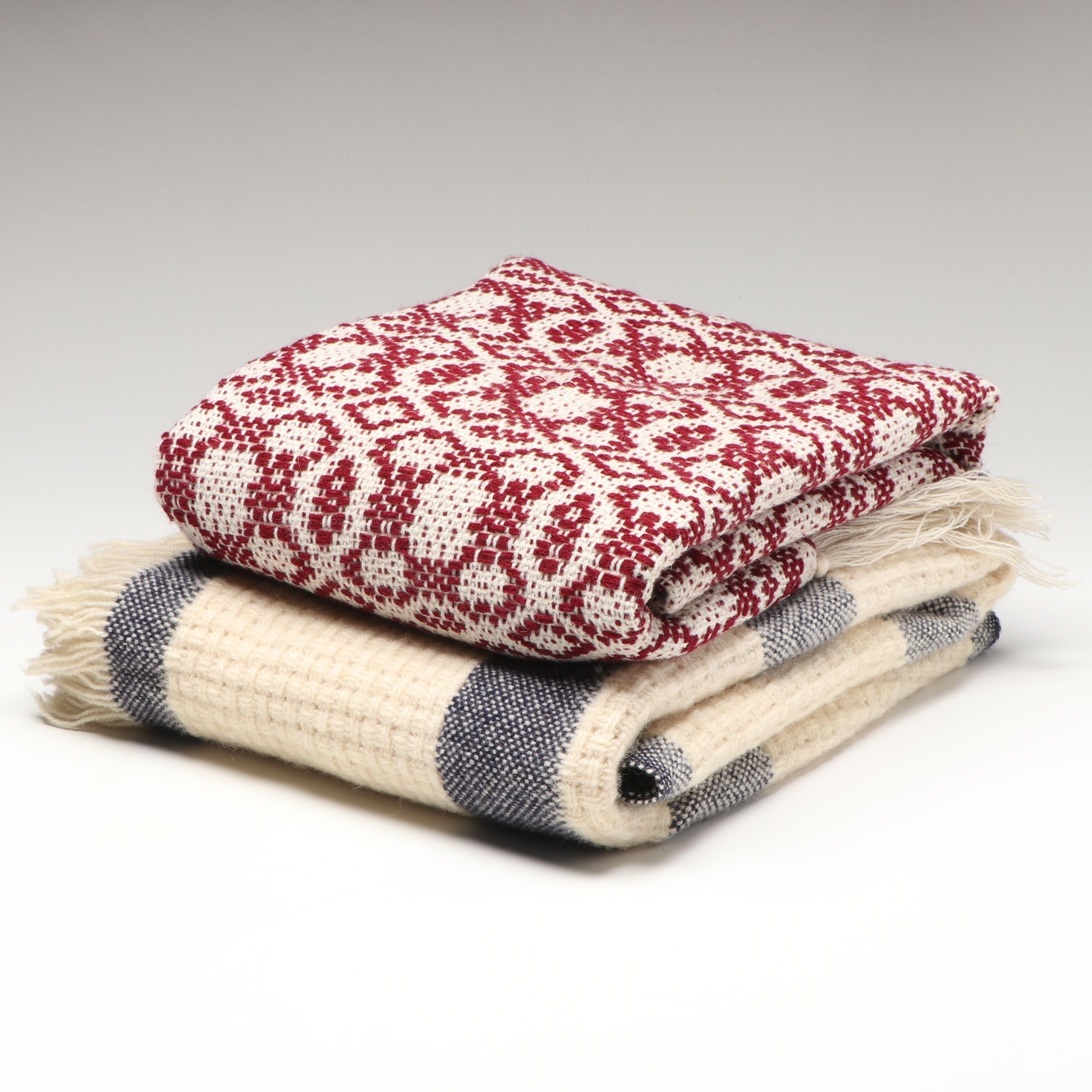 Hand-Loomed Wool Lap Blankets and Table Squares