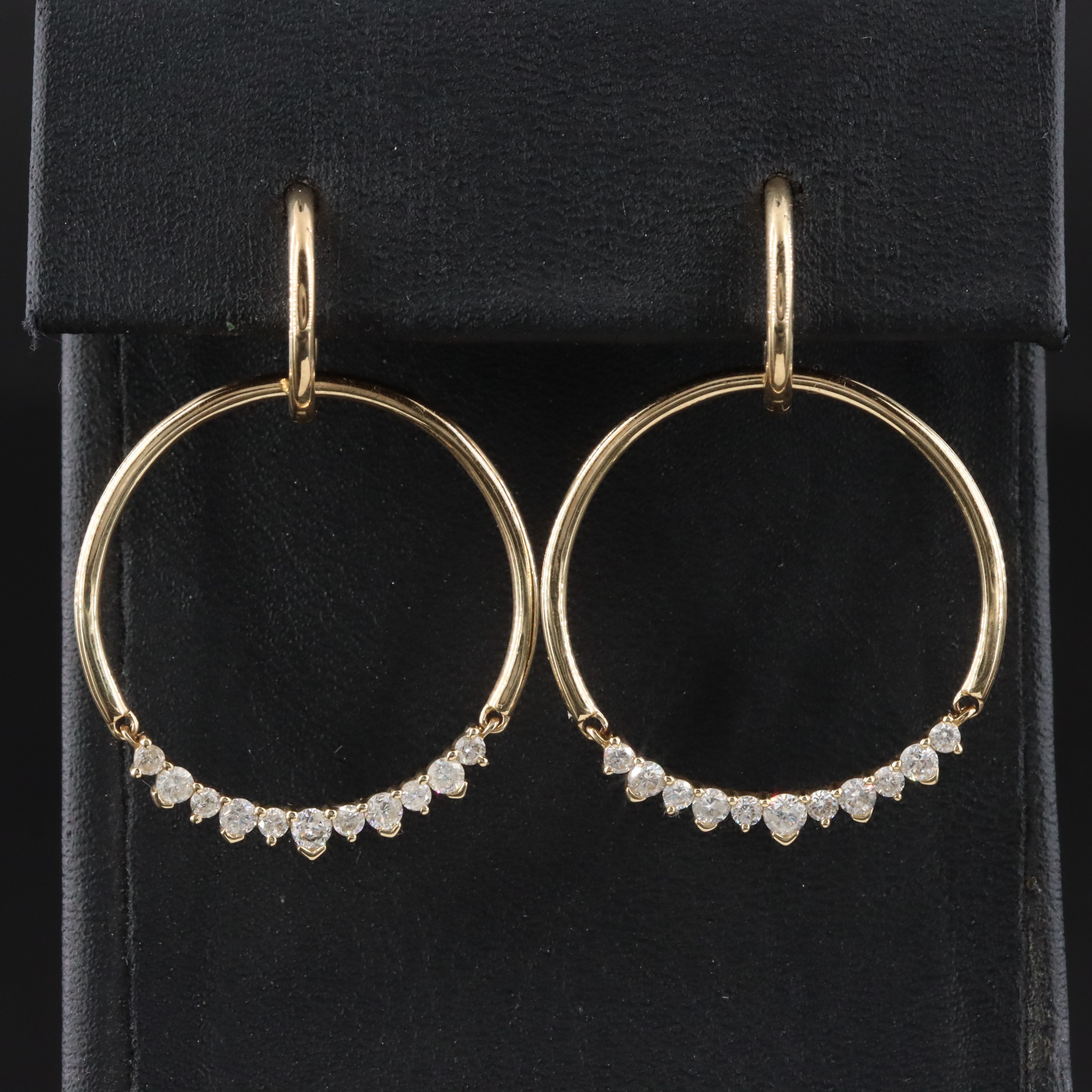 10K 0.75 CTW Diamond Hoop Earrings