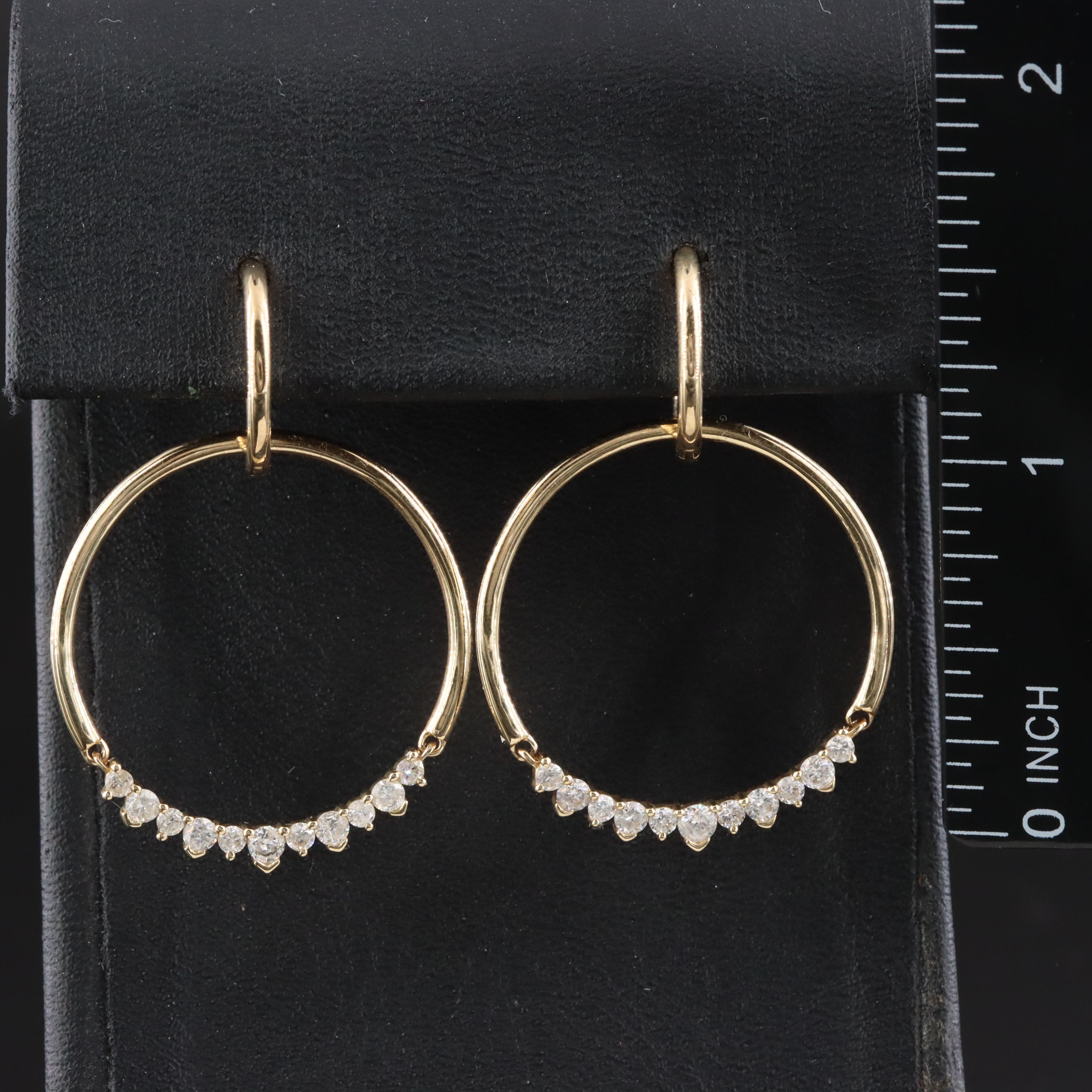 10K 0.75 CTW Diamond Hoop Earrings