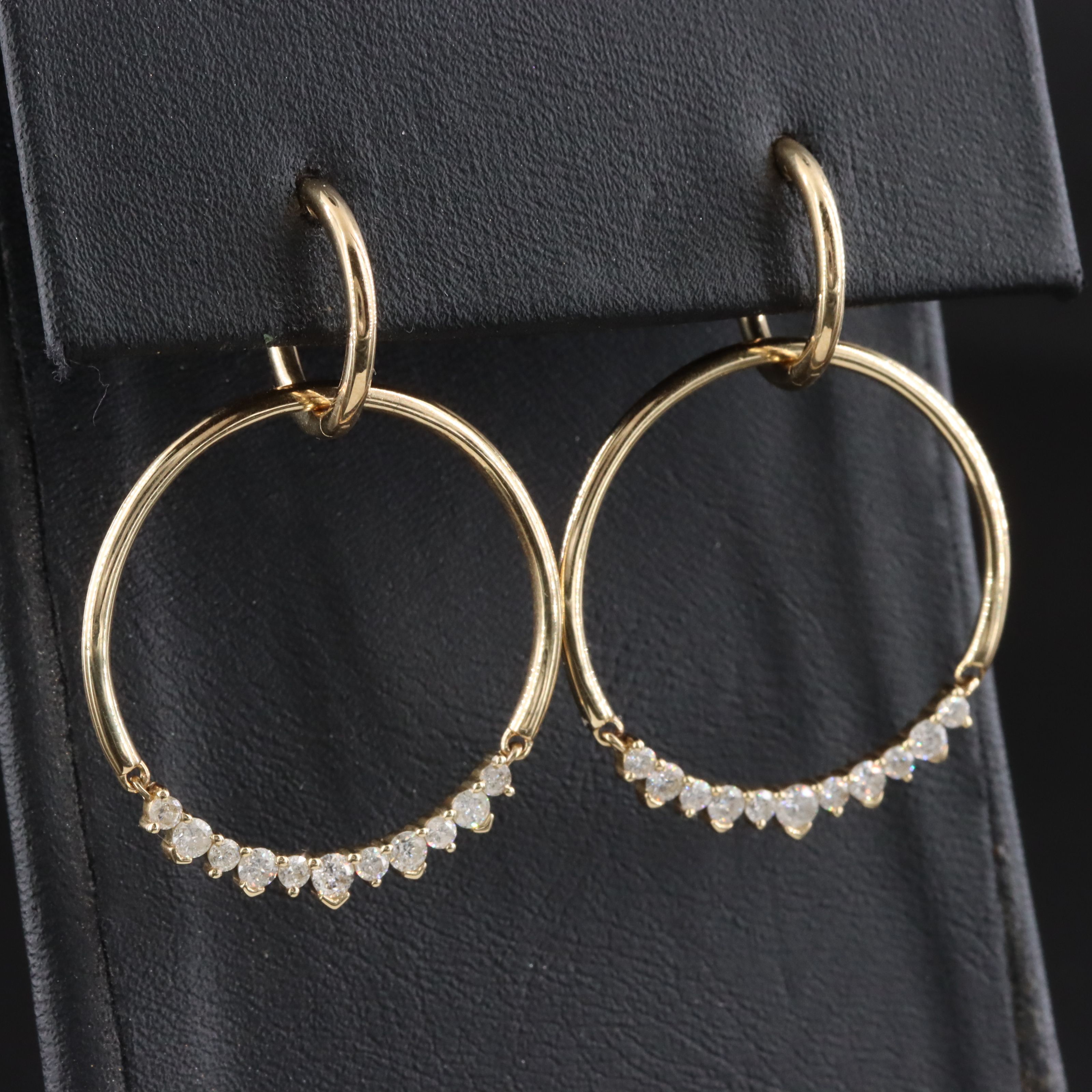 10K 0.75 CTW Diamond Hoop Earrings