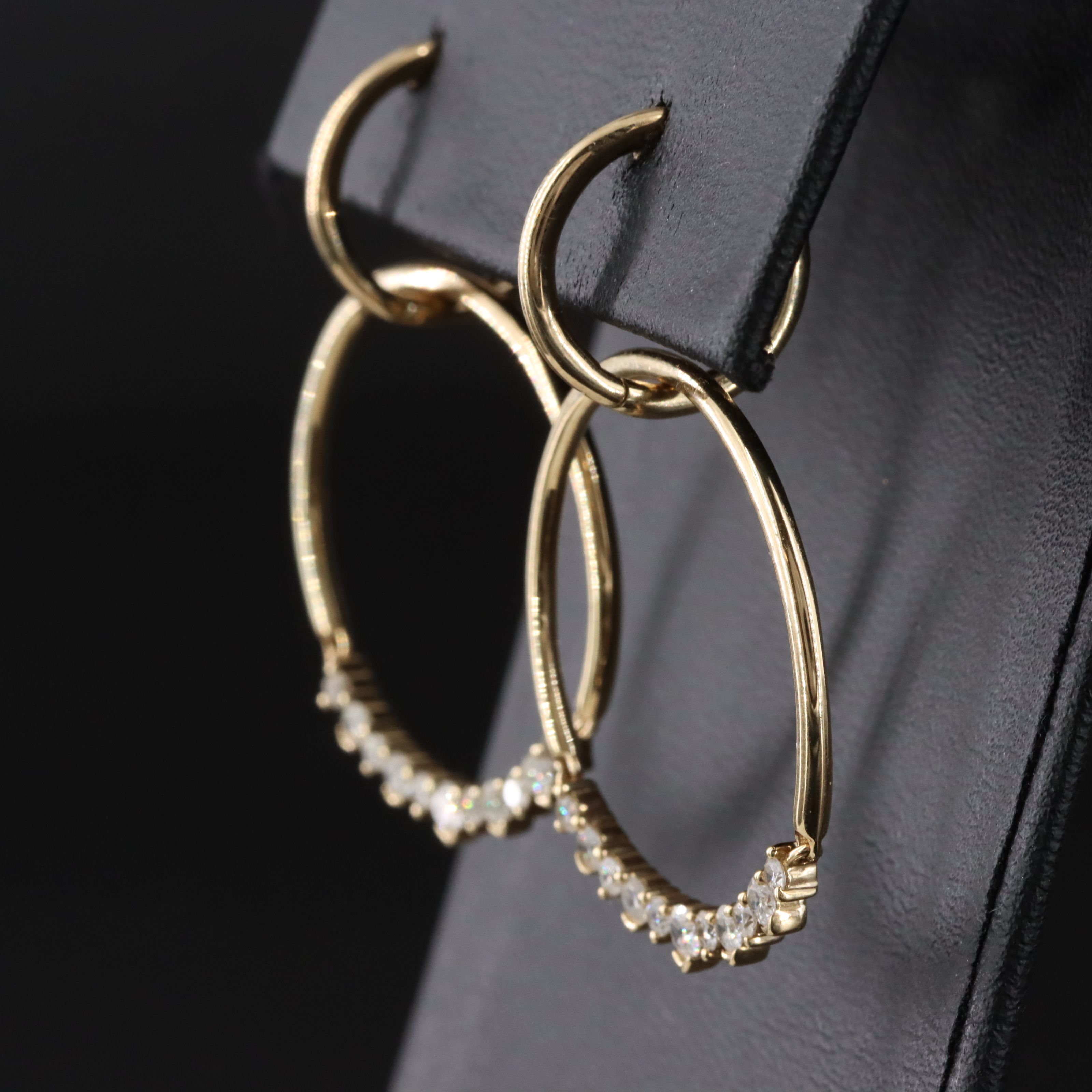 10K 0.75 CTW Diamond Hoop Earrings