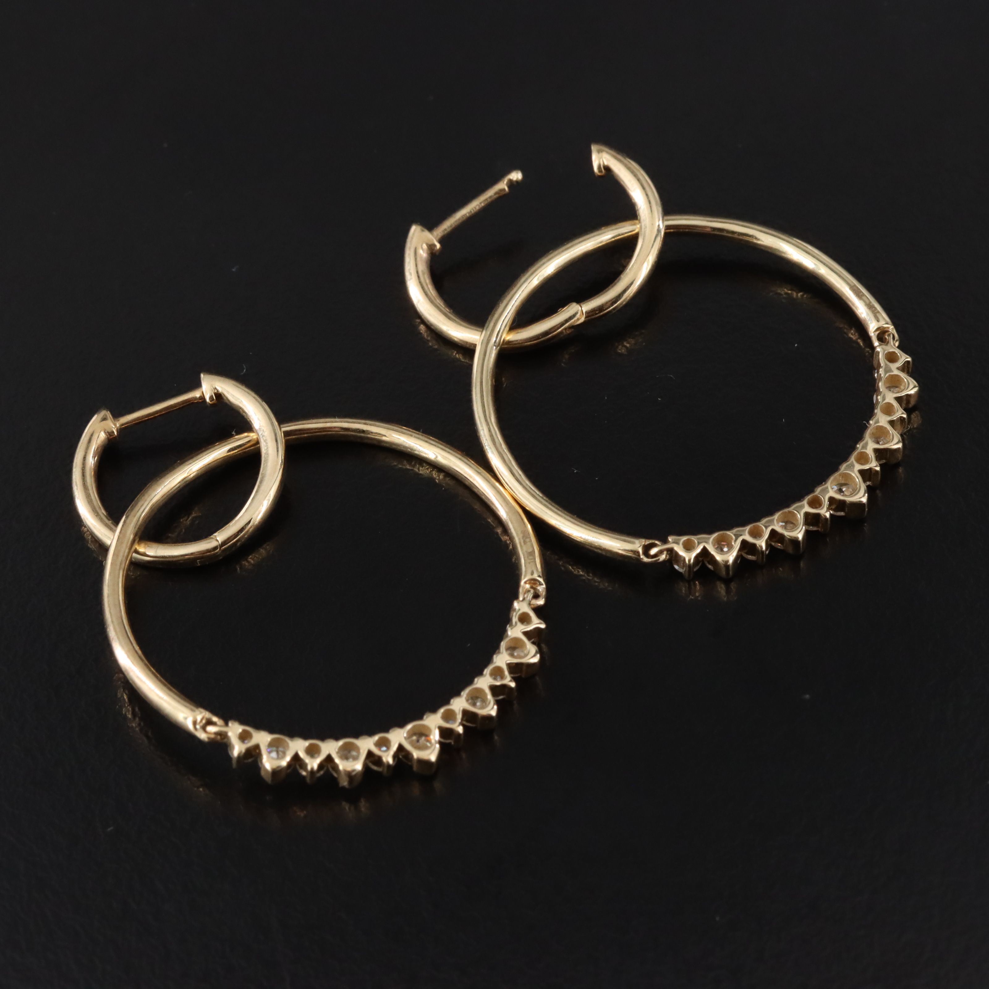 10K 0.75 CTW Diamond Hoop Earrings