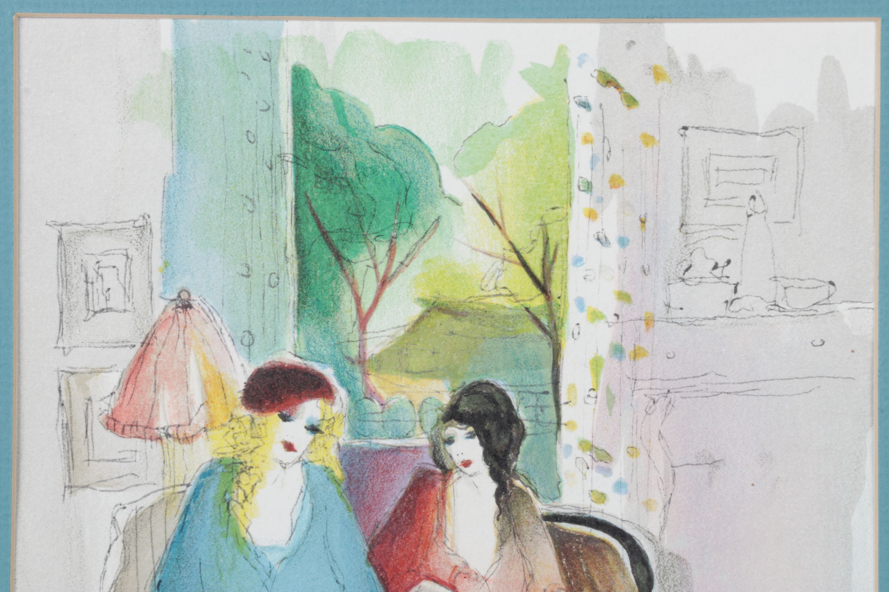 Itzchak Tarkay Impressionist Portrait Color Lithograph "Tea for Two"