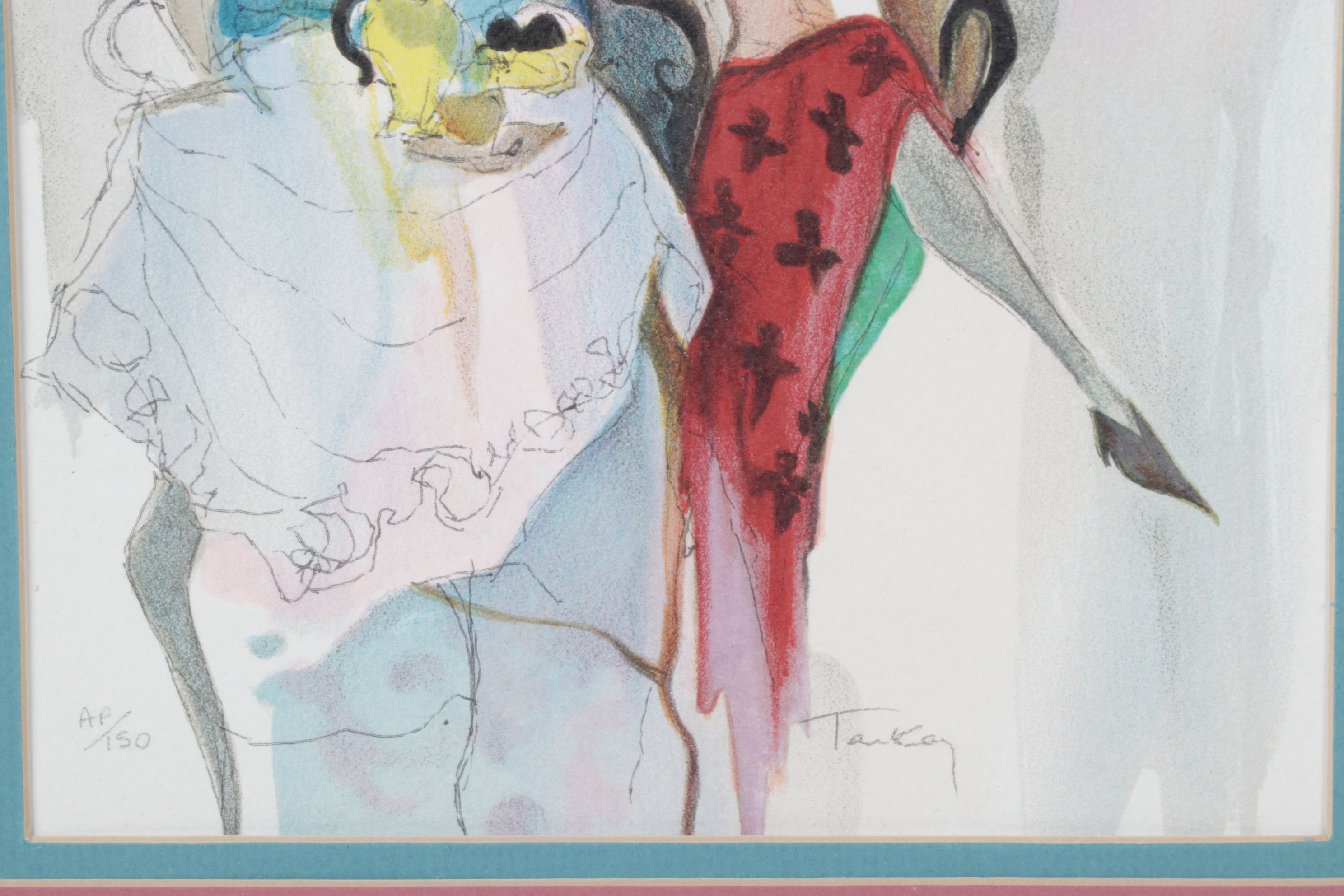 Itzchak Tarkay Impressionist Portrait Color Lithograph "Tea for Two"