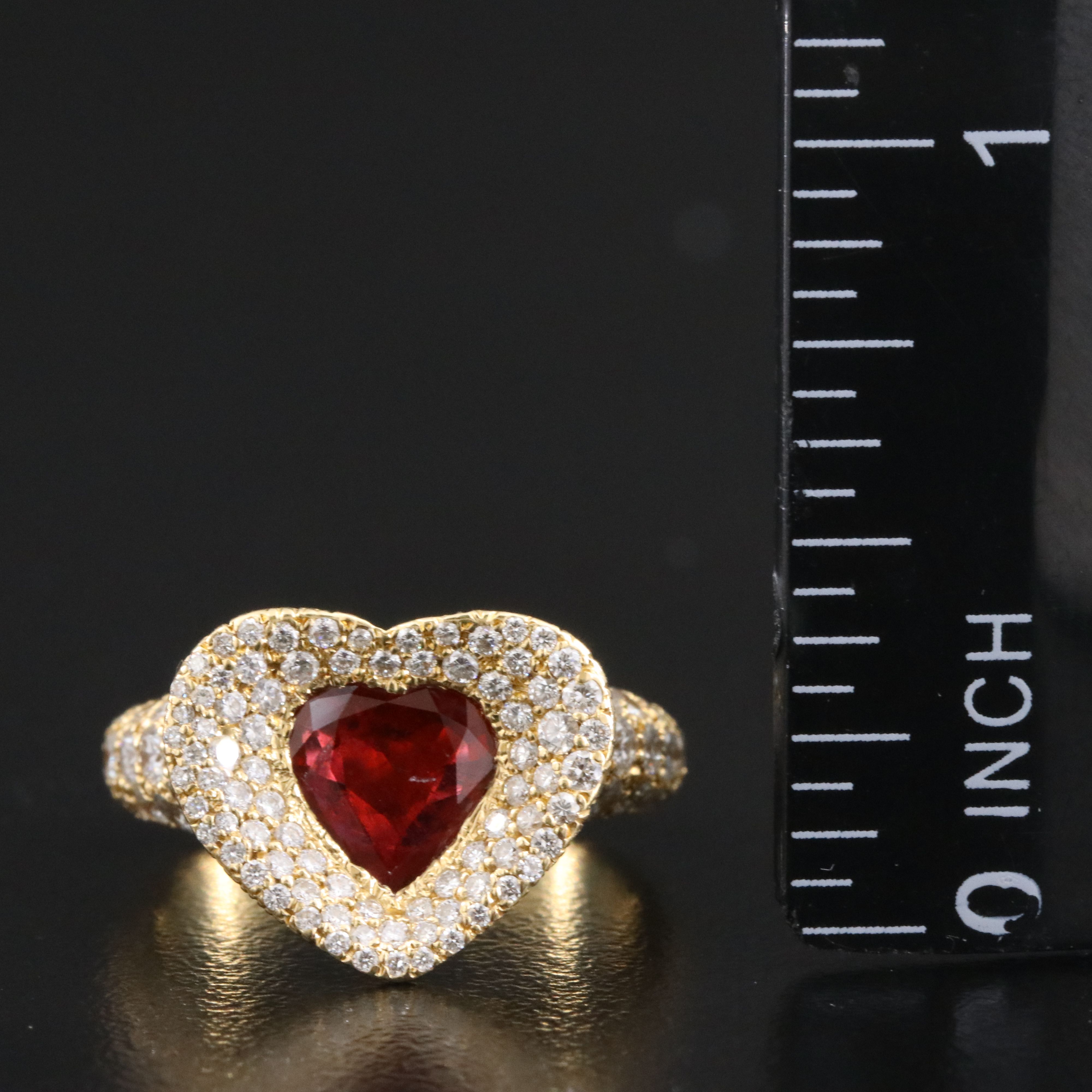 18K Pavé Ruby Heart and Diamond Ring