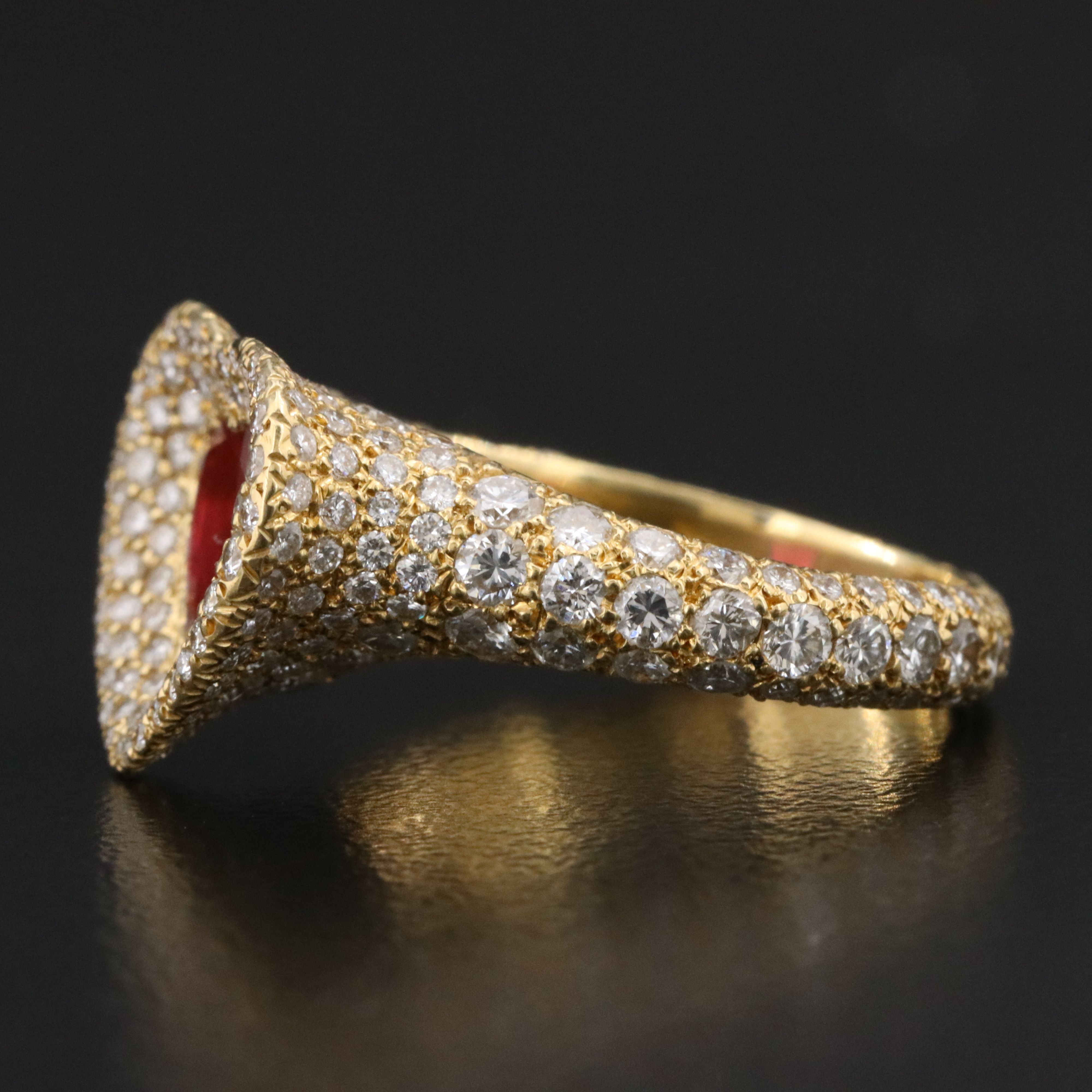 18K Pavé Ruby Heart and Diamond Ring