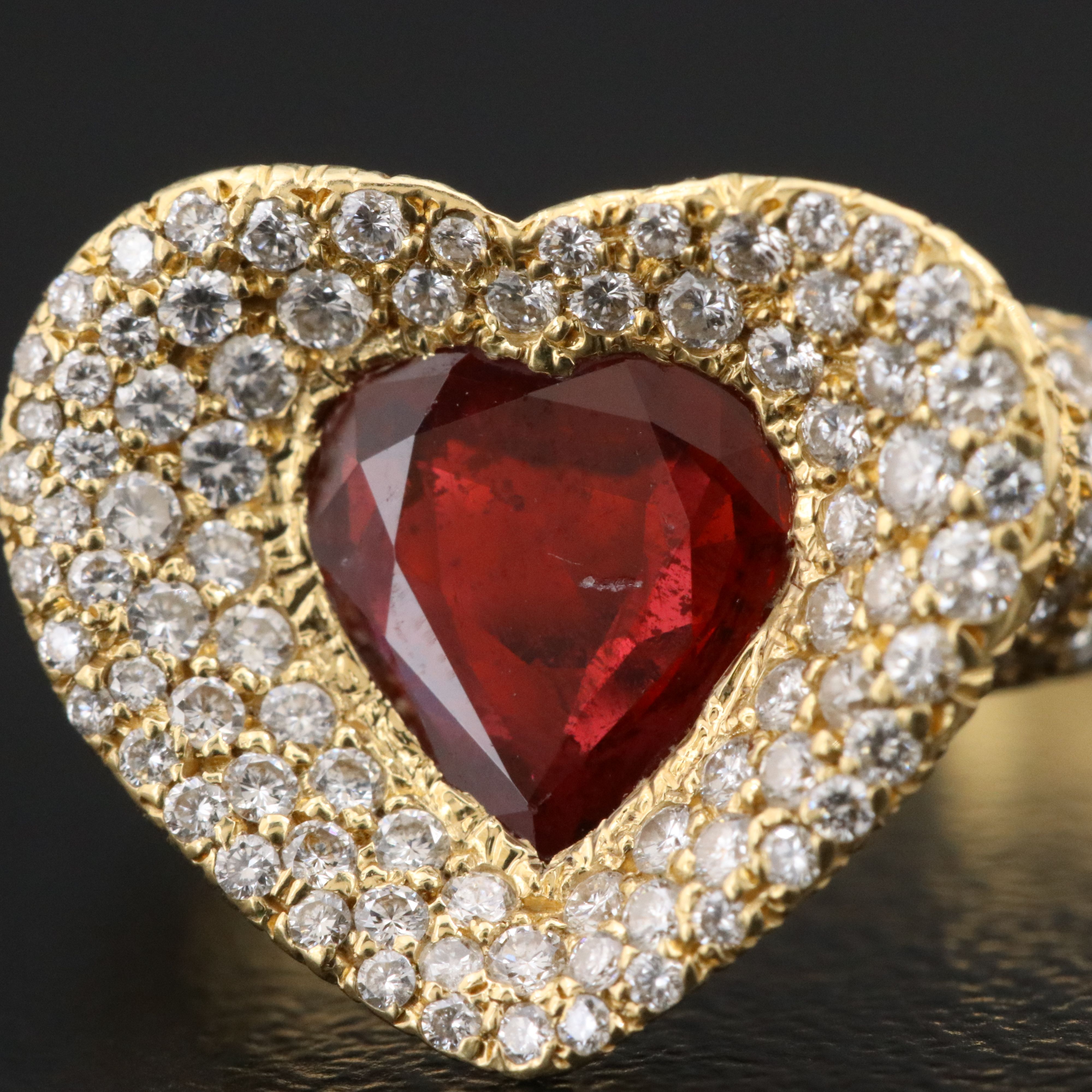 18K Pavé Ruby Heart and Diamond Ring