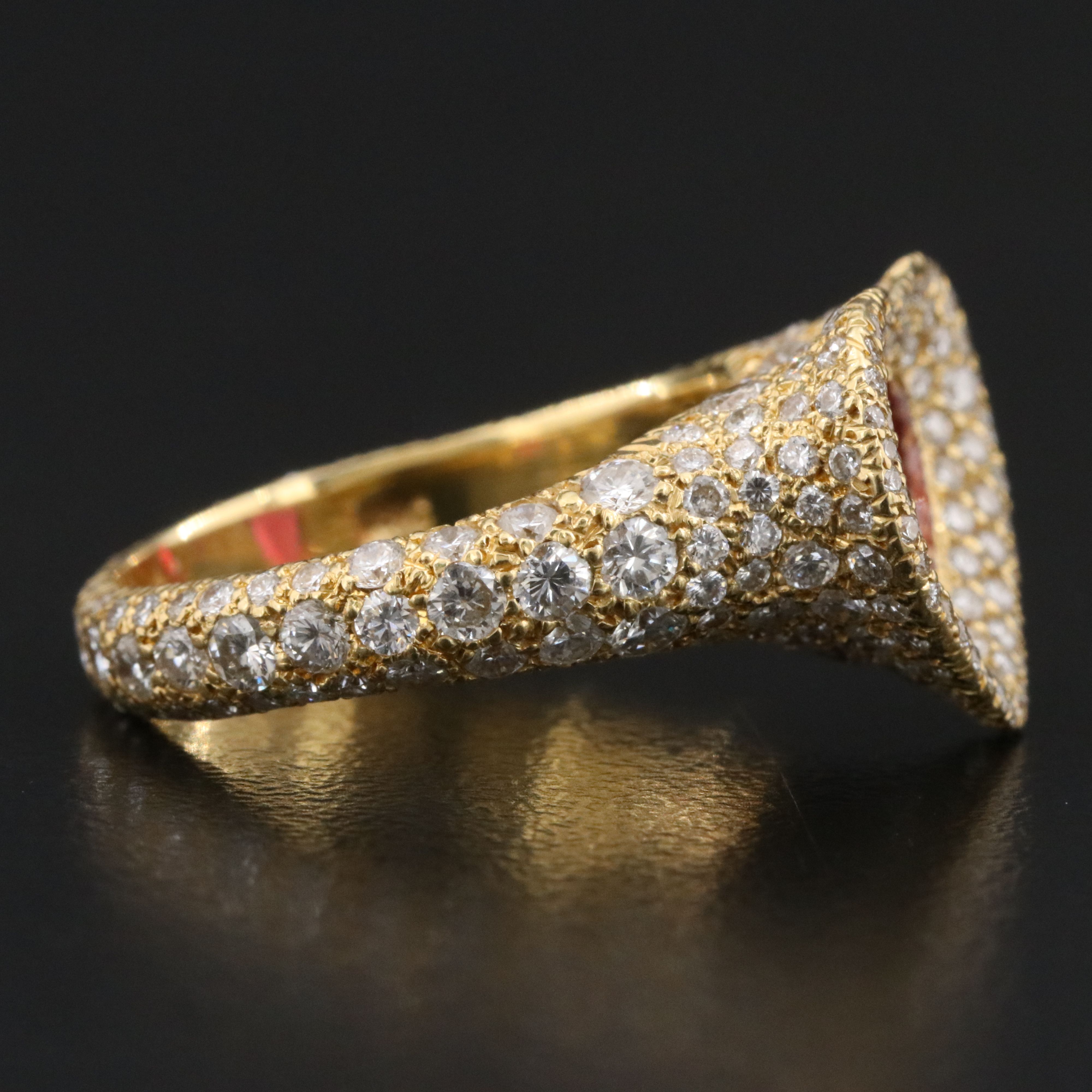 18K Pavé Ruby Heart and Diamond Ring