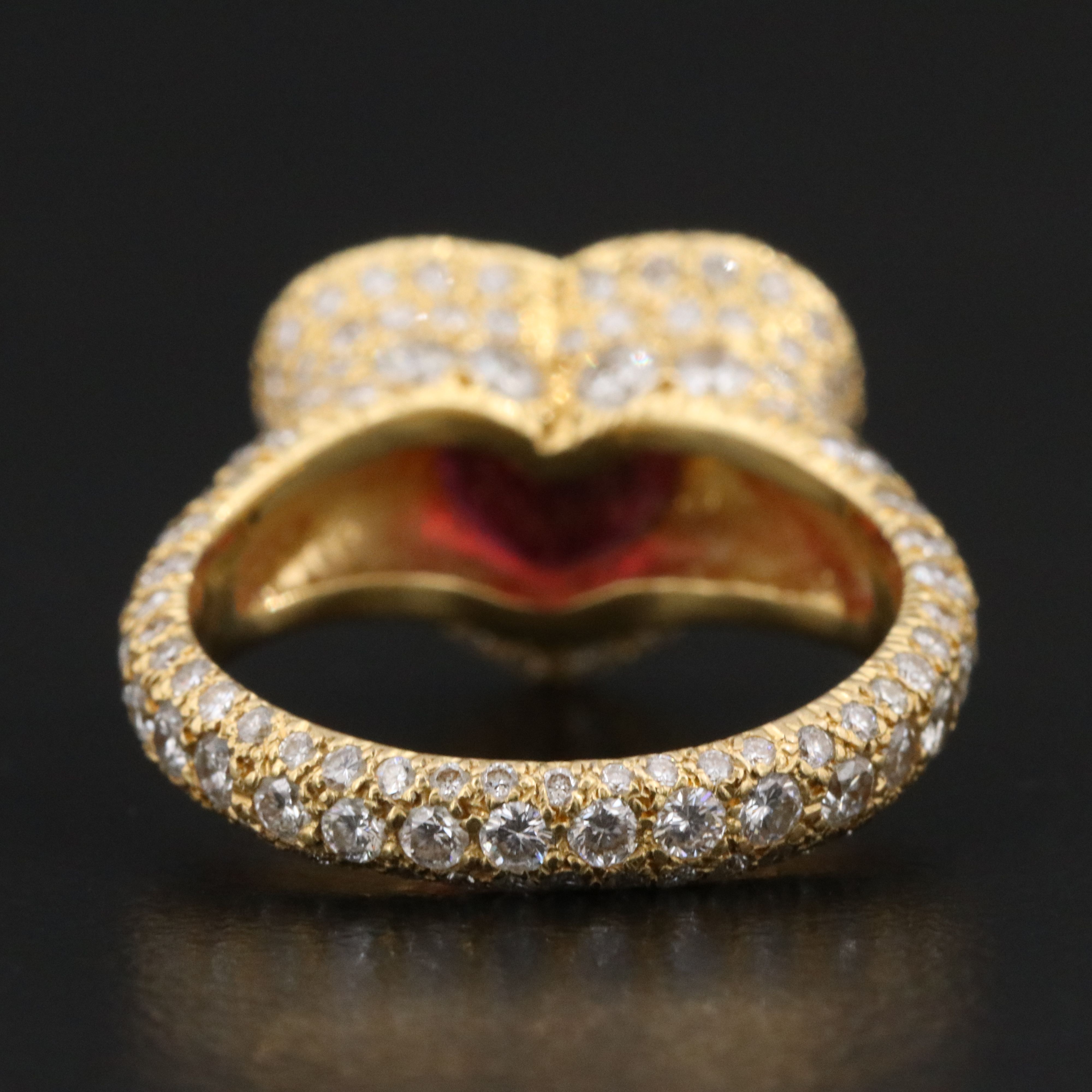 18K Pavé Ruby Heart and Diamond Ring