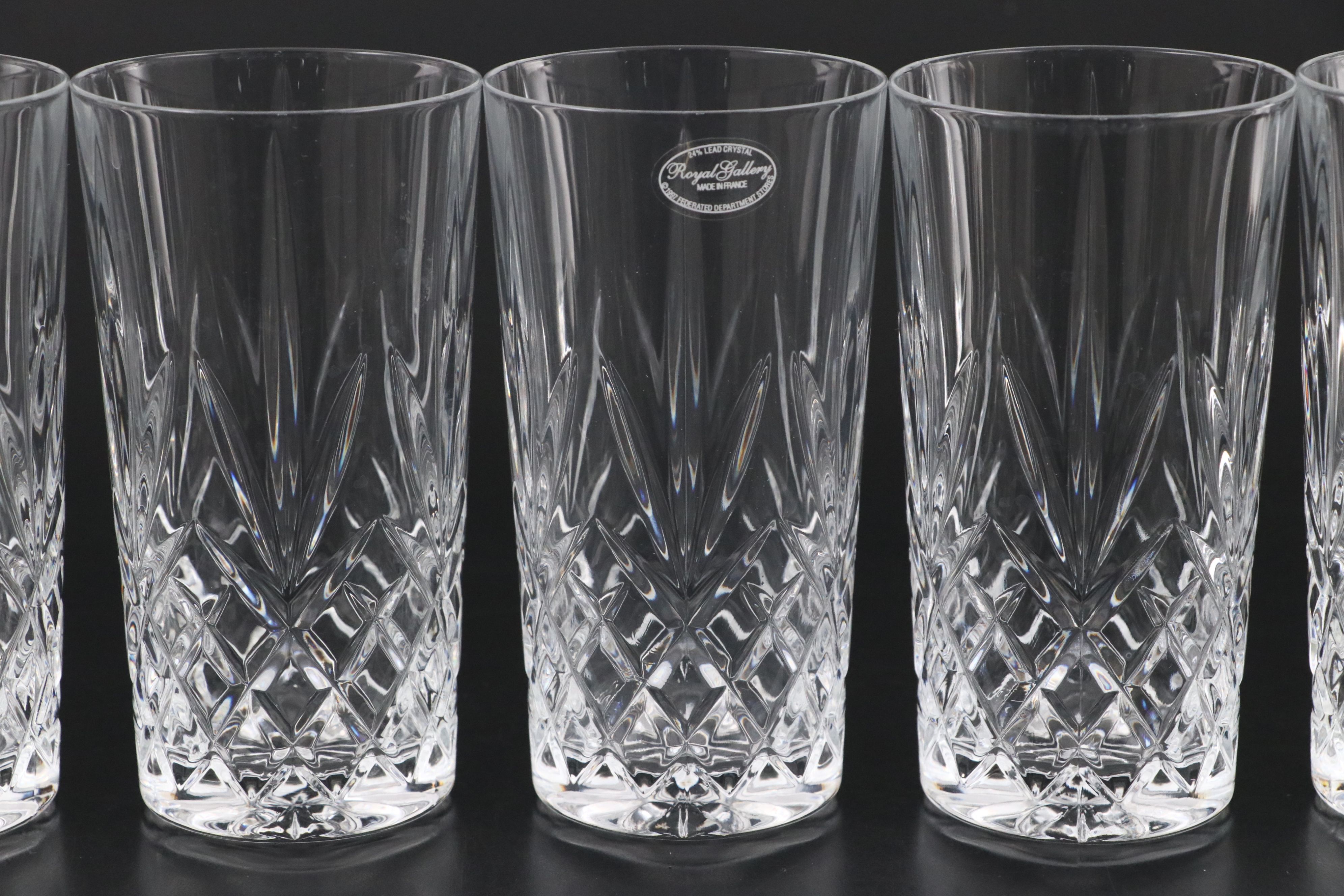 Royal Gallery Cut Crystal Drinking Glasses and Pitcher