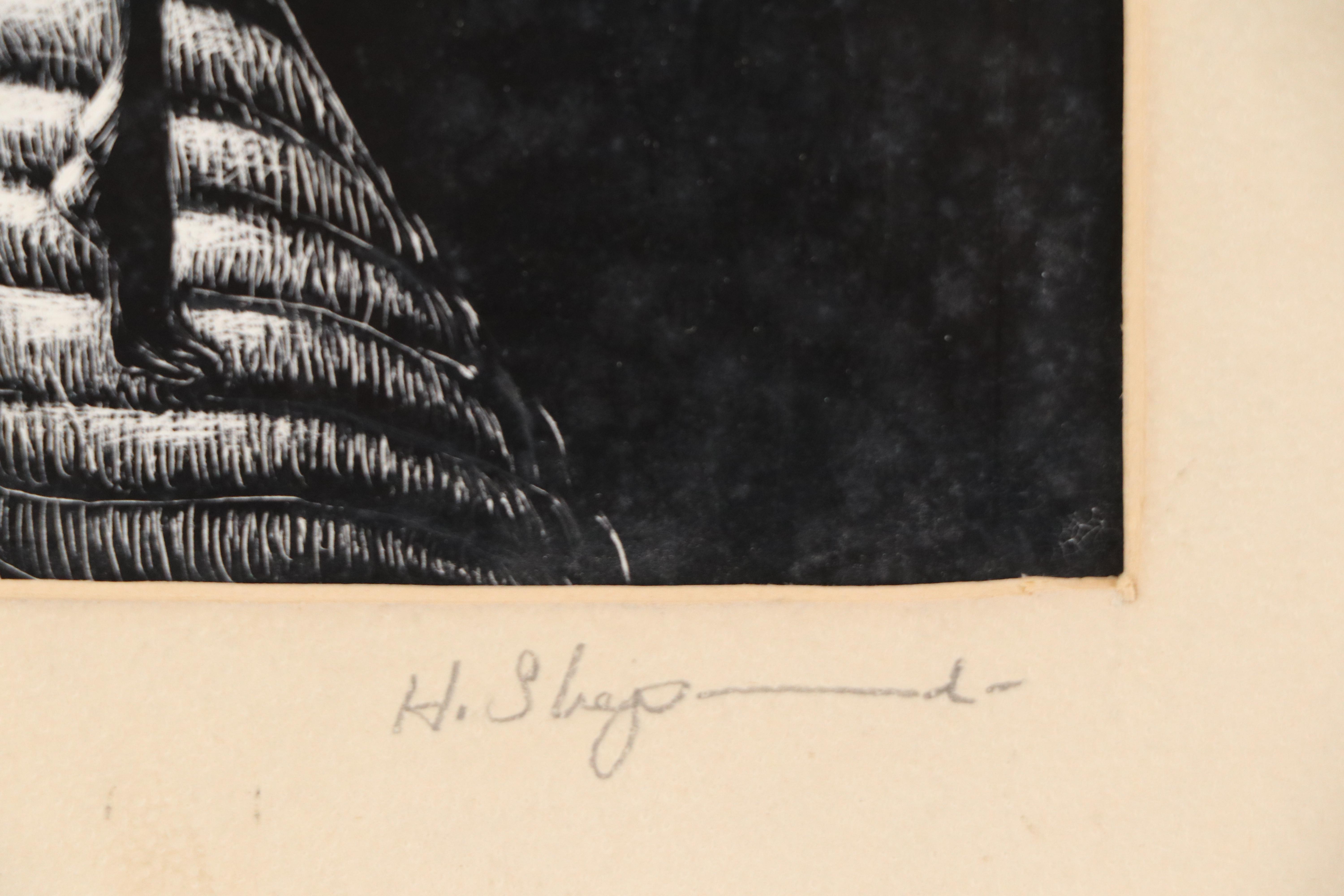 Harvey Shepard Sgraffito Drawing "Rat I - Pierre," Mid-20th Century