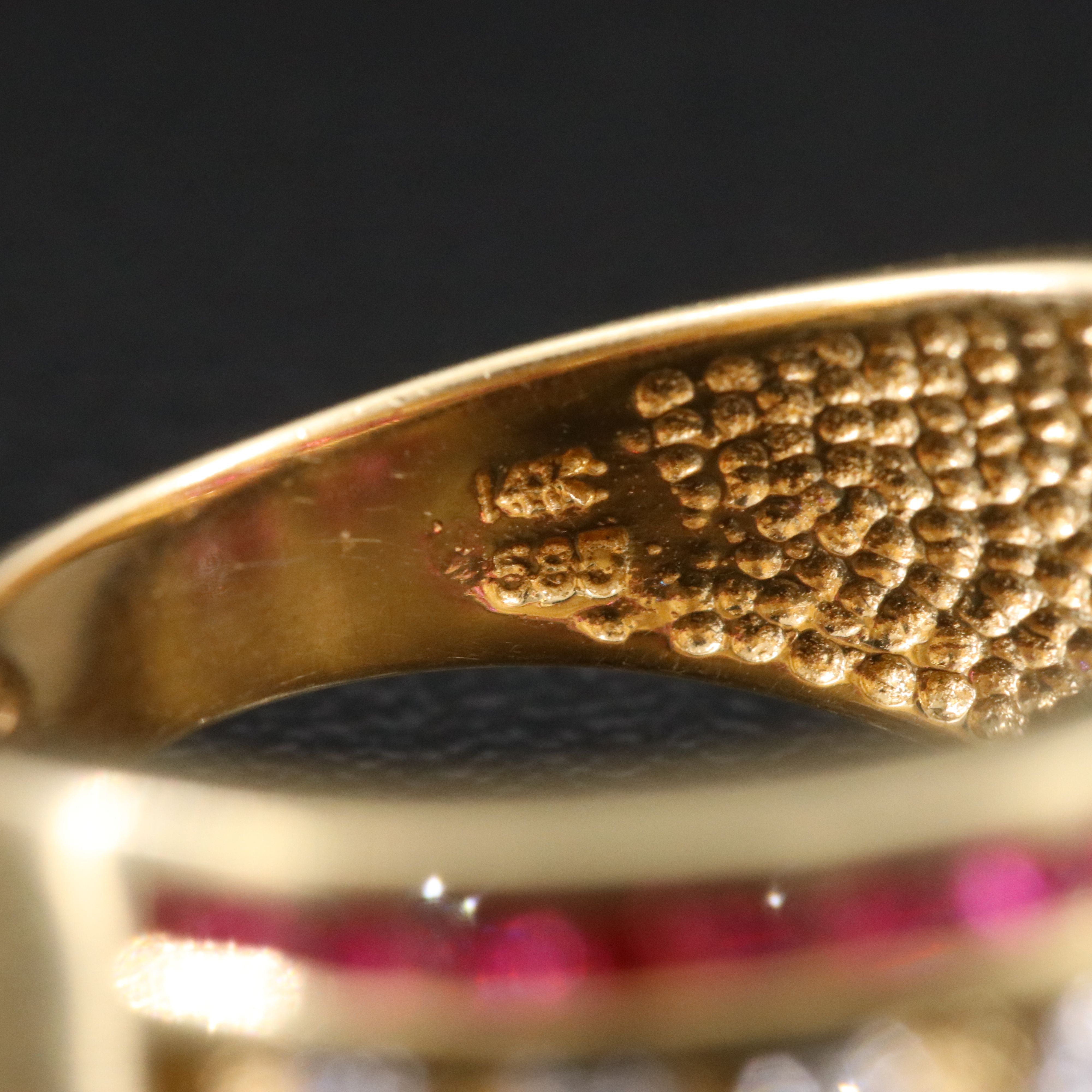 14K Ruby and Diamond Roman Numeral Ring