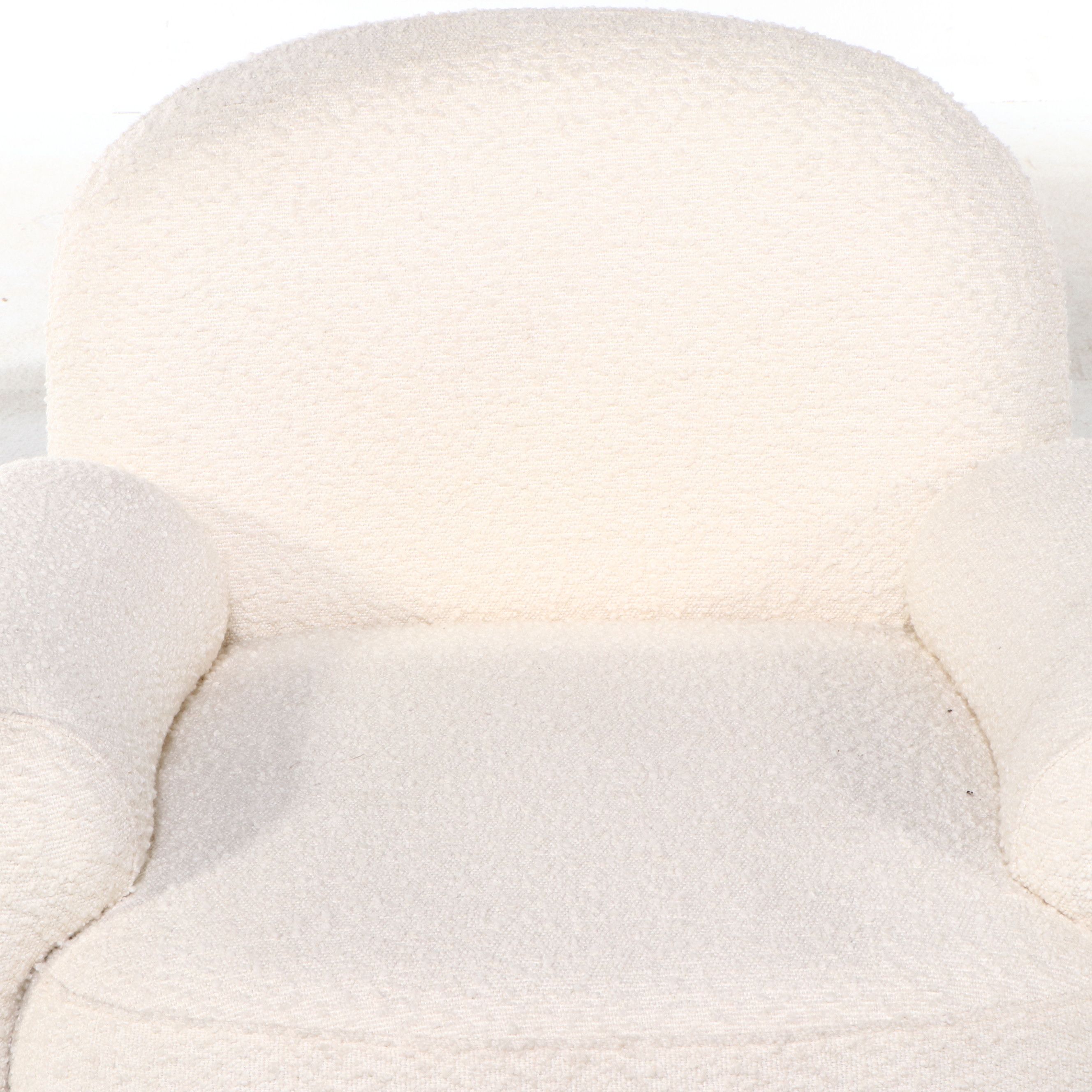 Contemporary White Texture Upholstered Contoured Armchair with Accent Pillow