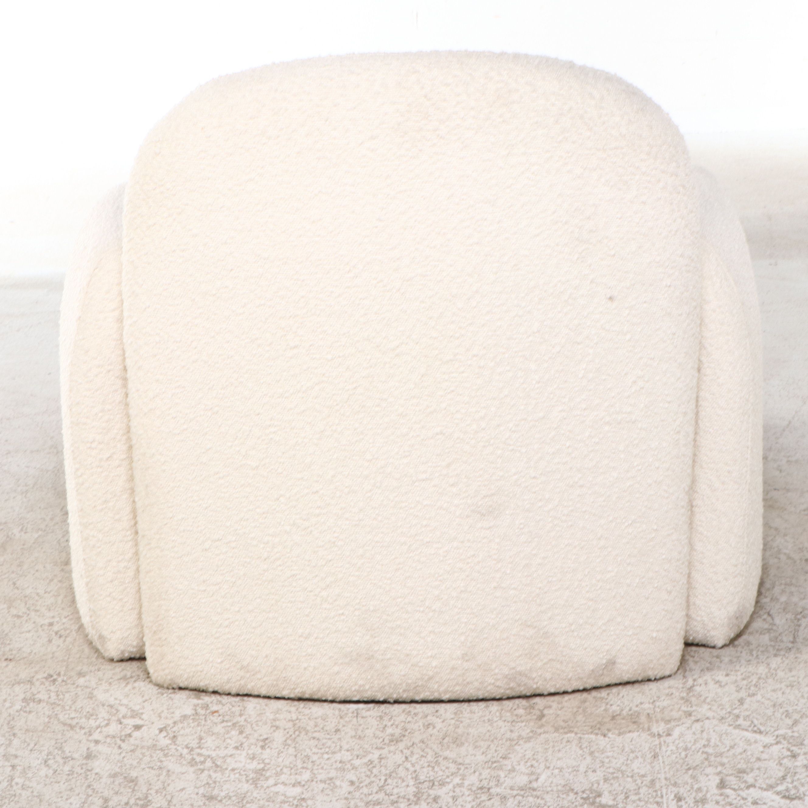 Contemporary White Texture Upholstered Contoured Armchair with Accent Pillow