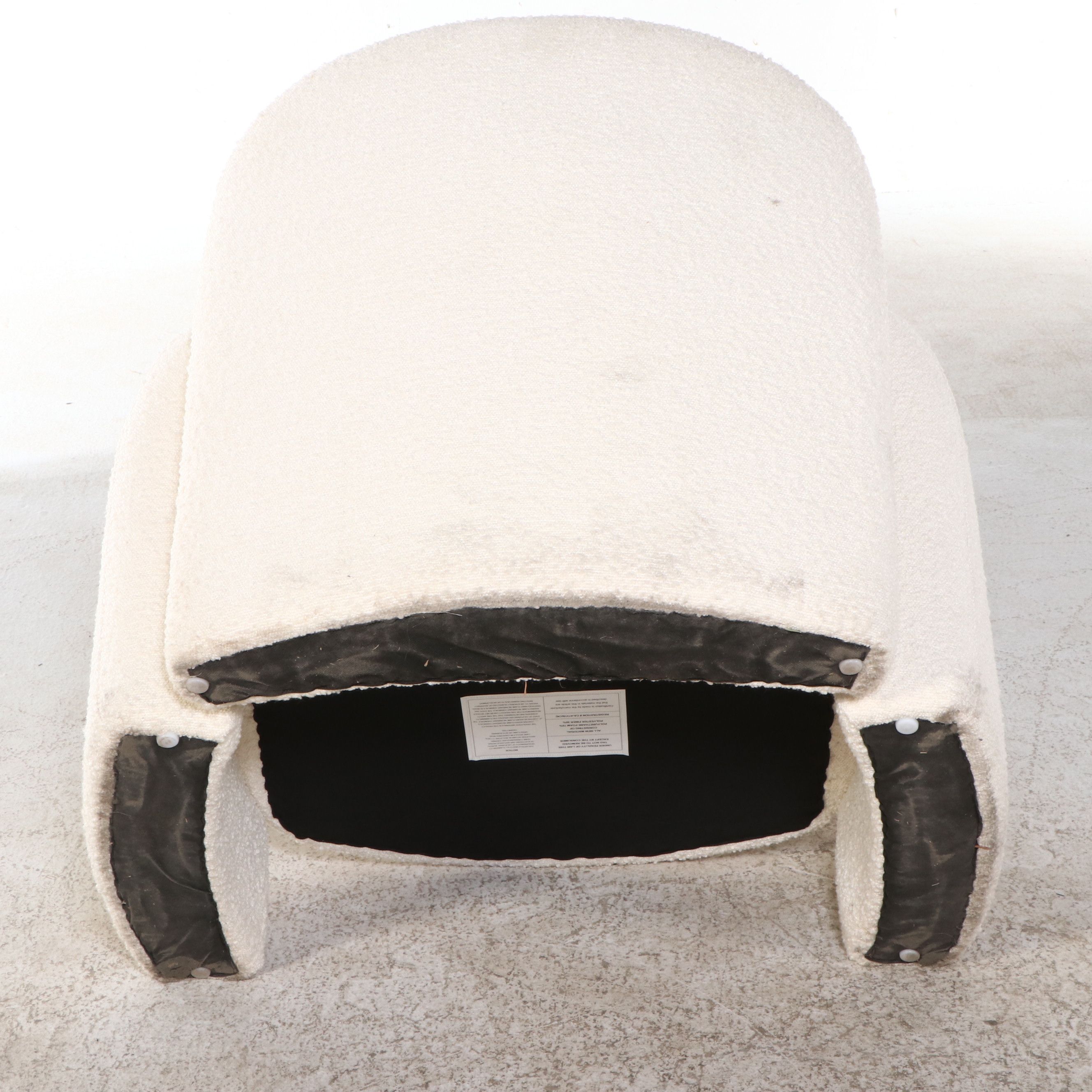 Contemporary White Texture Upholstered Contoured Armchair with Accent Pillow