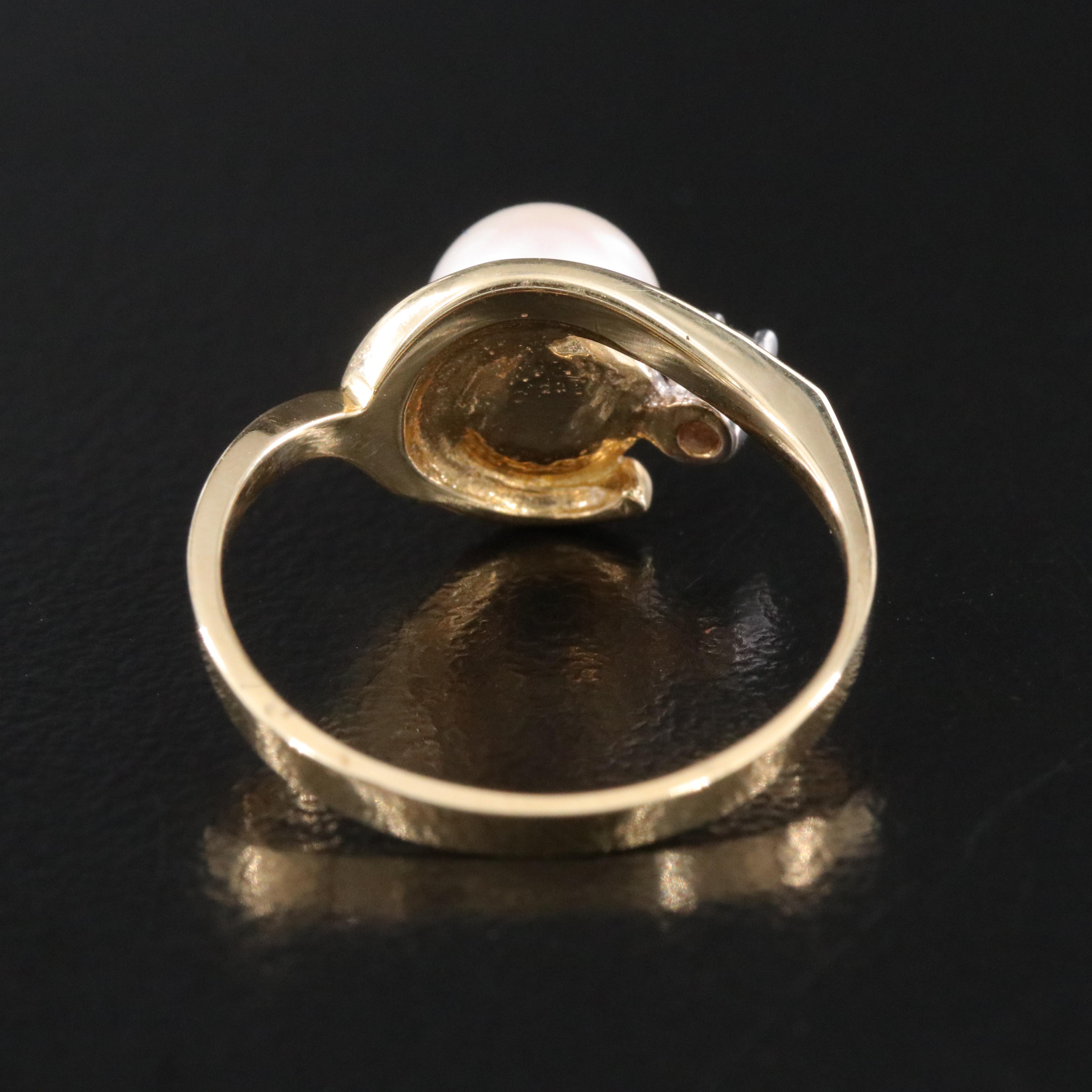 14K Pearl and Diamond Ring