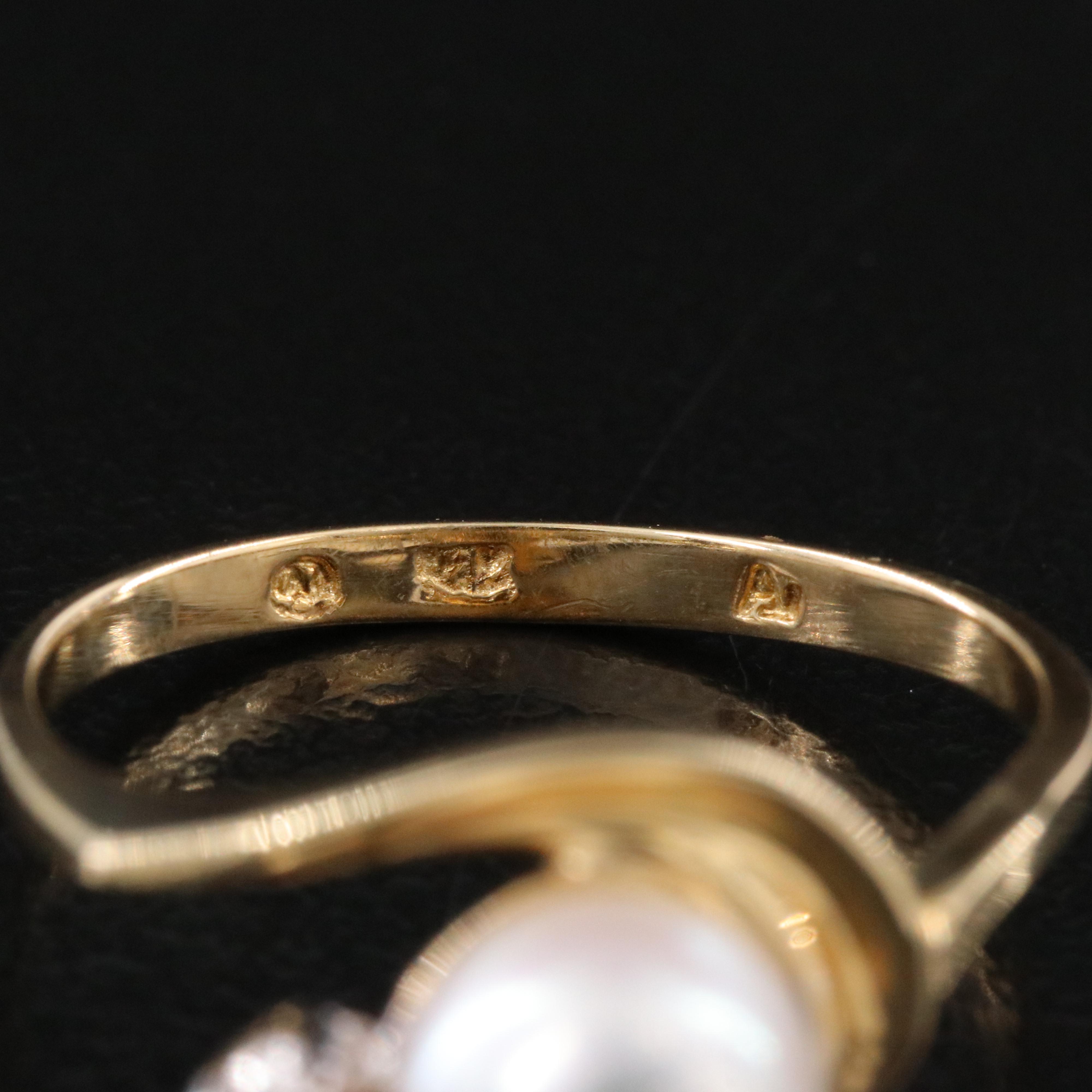 14K Pearl and Diamond Ring
