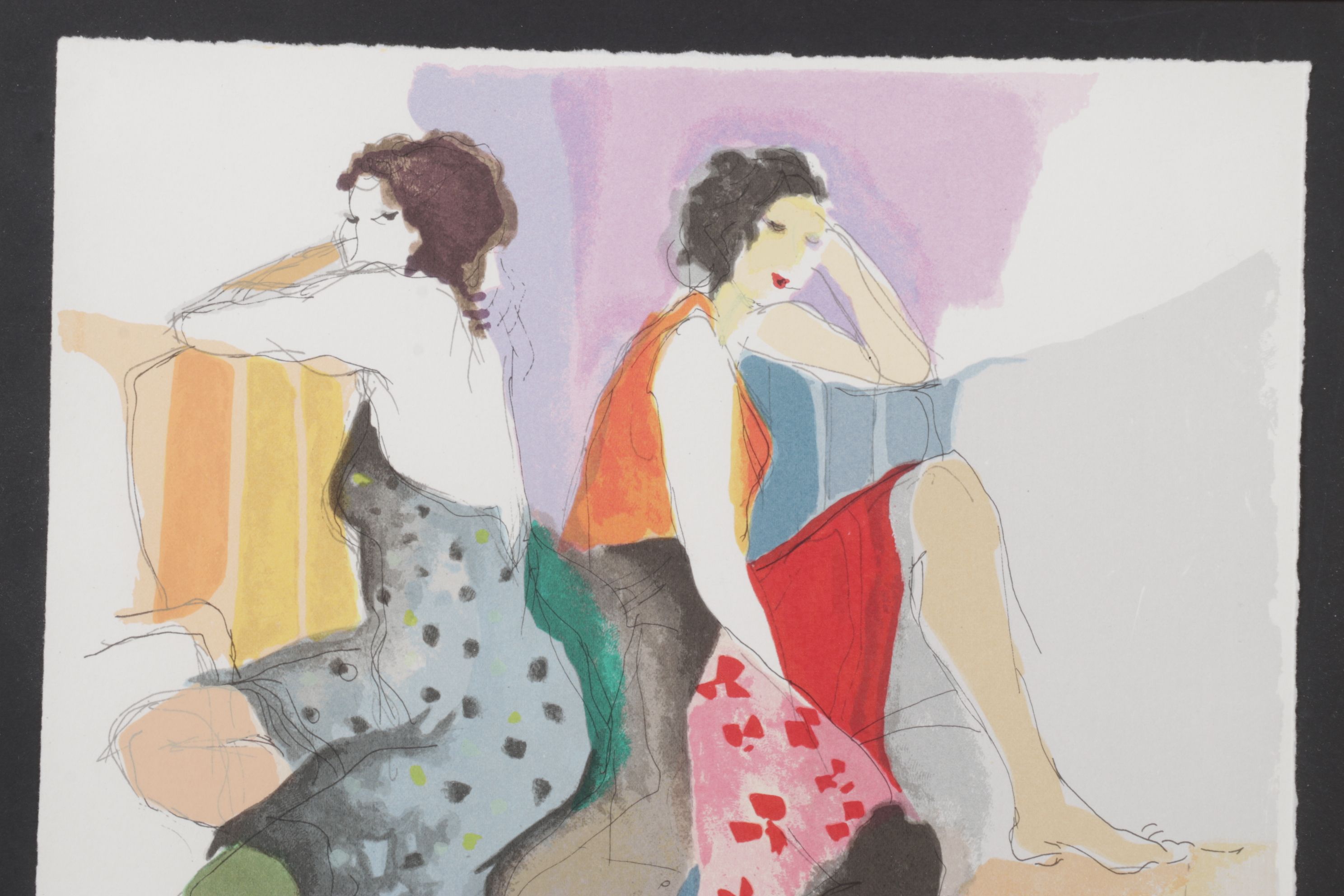 Itzchak Tarkay Impressionist Portrait Serigraph "Dos a Dos", 1991