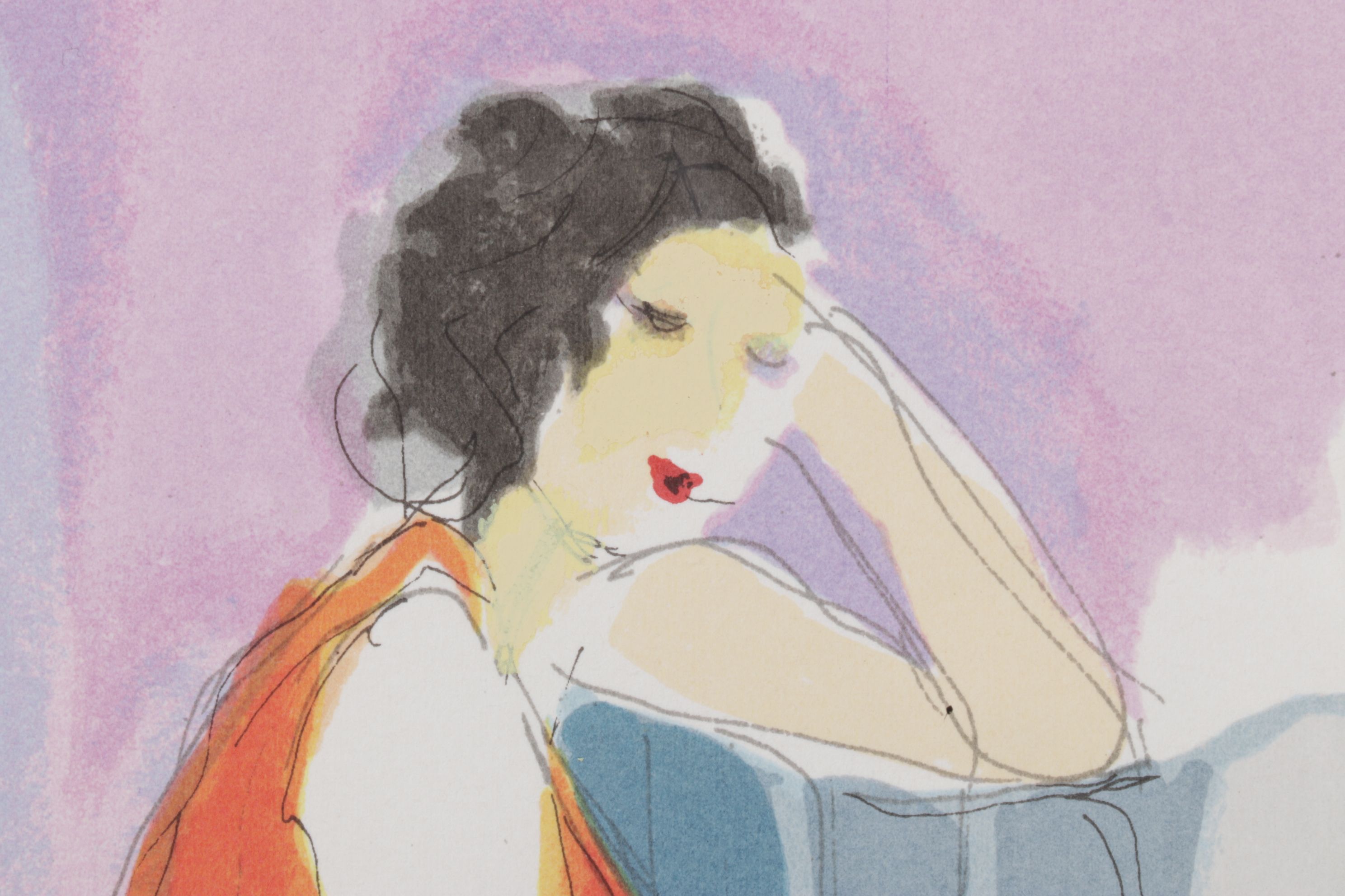 Itzchak Tarkay Impressionist Portrait Serigraph "Dos a Dos", 1991