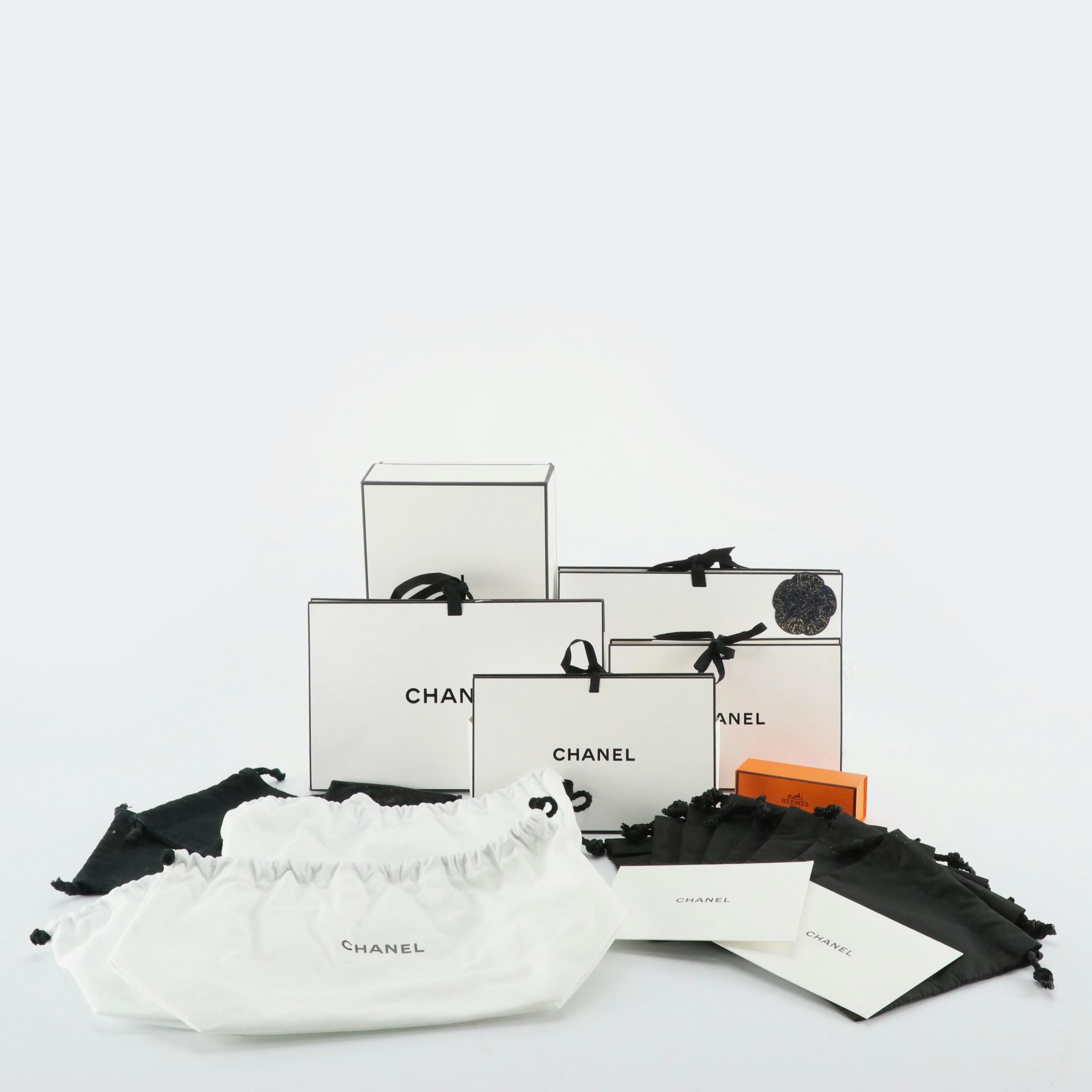 Chanel Beauté Gift Boxes, Cotton and Nylon Dust Bags with Hermès Lipstick Box