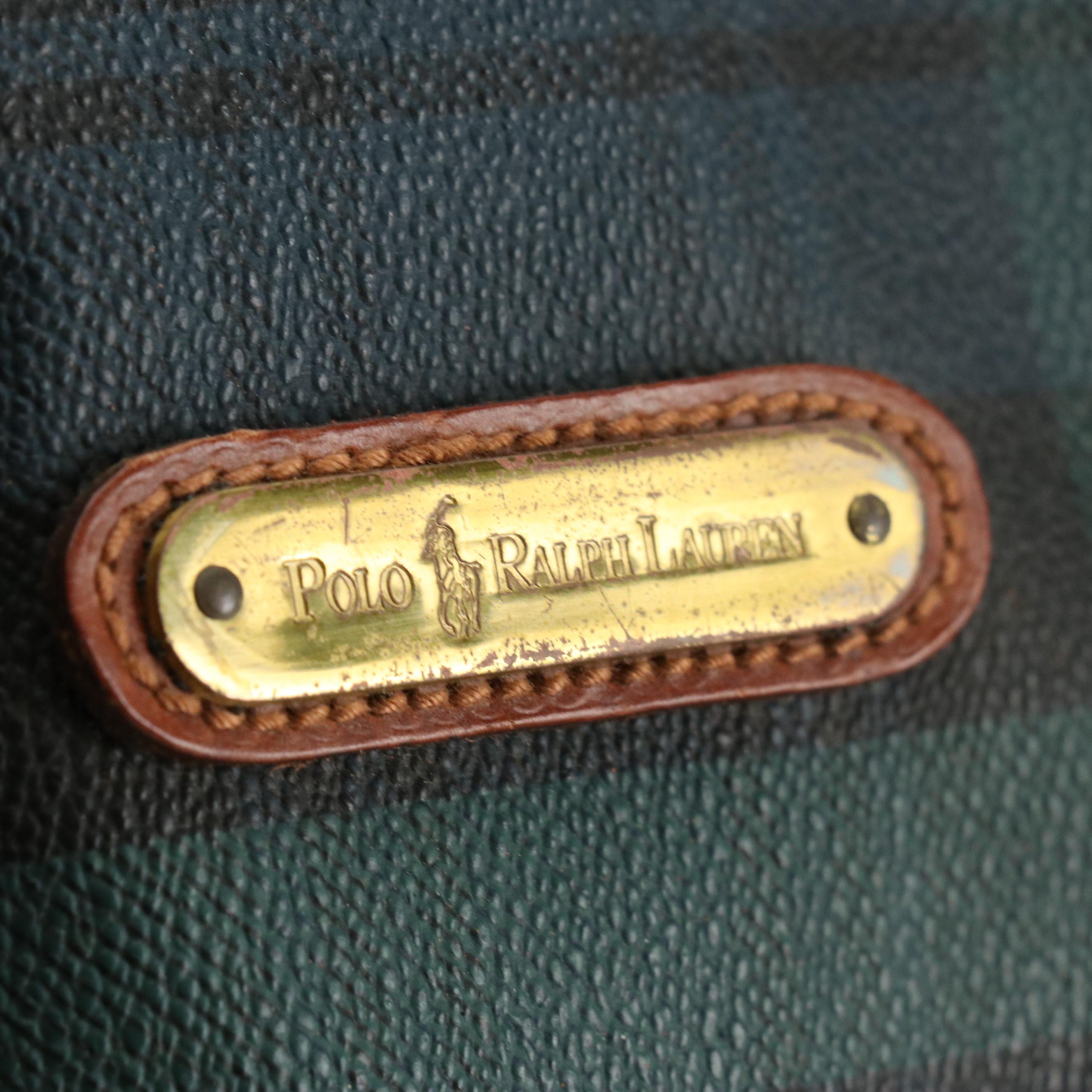 Polo Ralph Lauren Black Watch Boston Bag in Coated Canvas and Leather